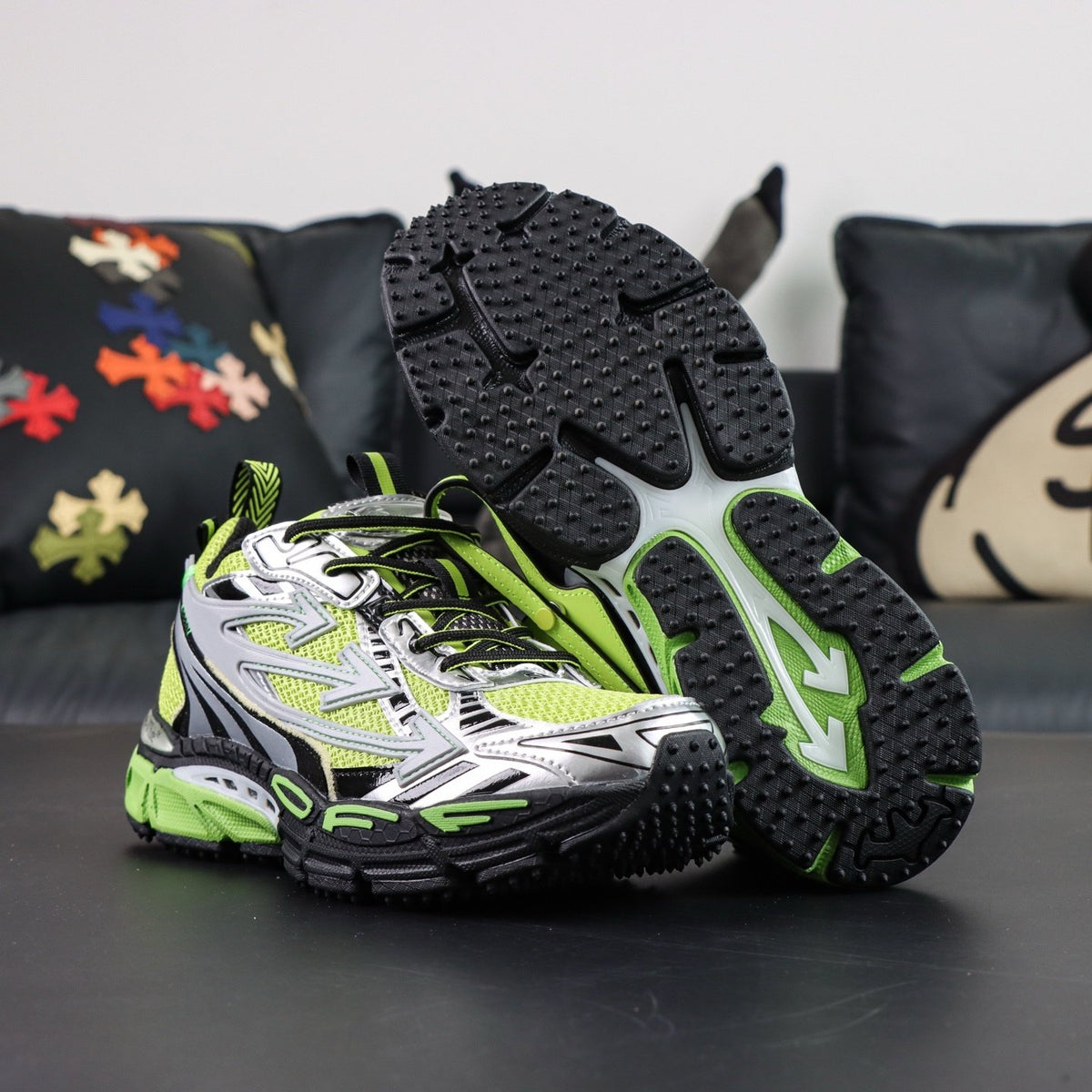 Off-White Be Right Back 'Vert Fluo Noir' — vue 18