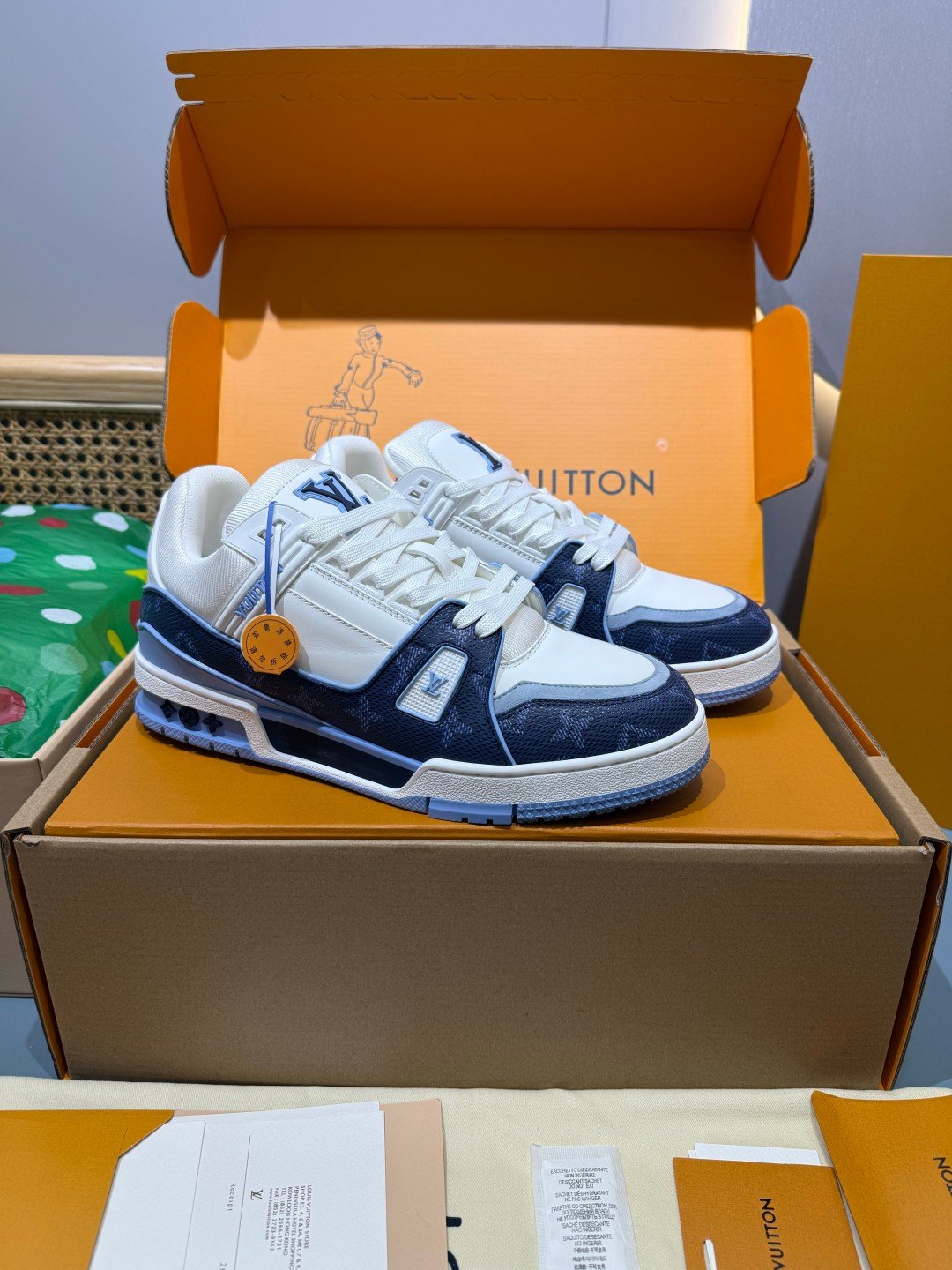 Sneakers Trainer 'Blanc Bleu Denim'
