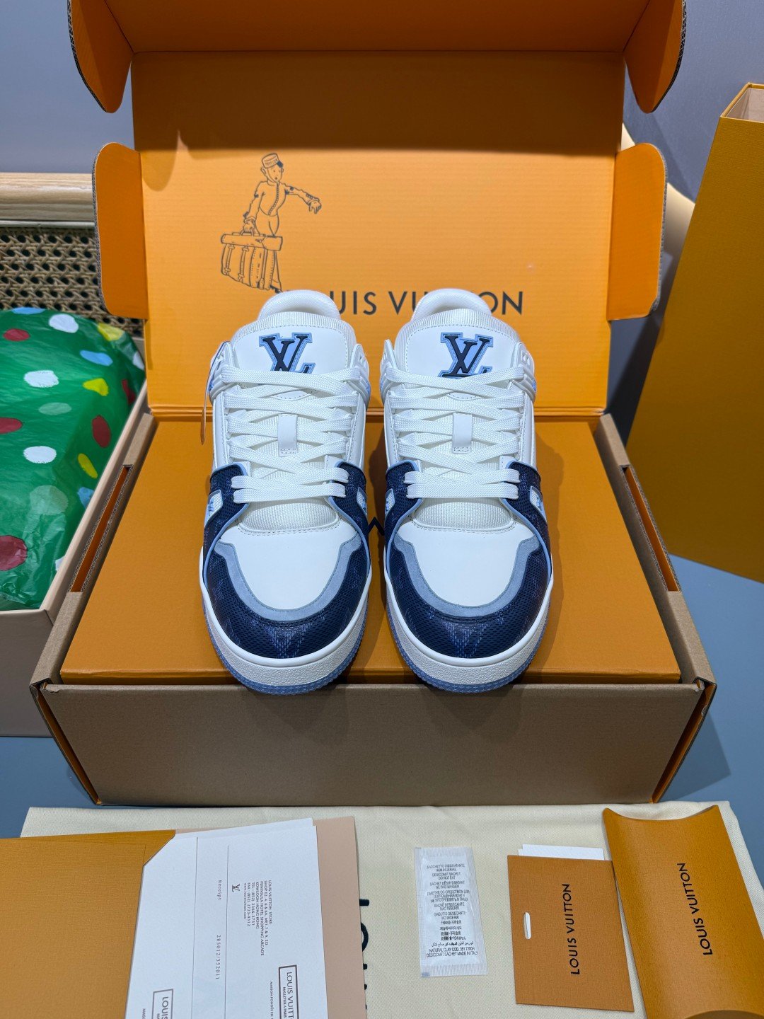 Sneakers Trainer 'Blanc Bleu Denim' — vue 5