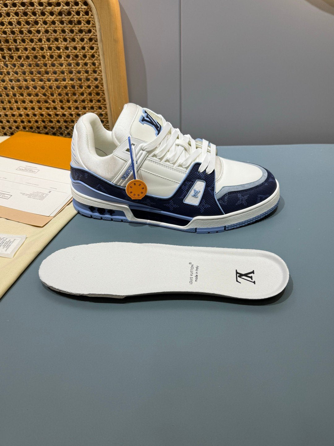 Sneakers Trainer 'Blanc Bleu Denim' — vue 6