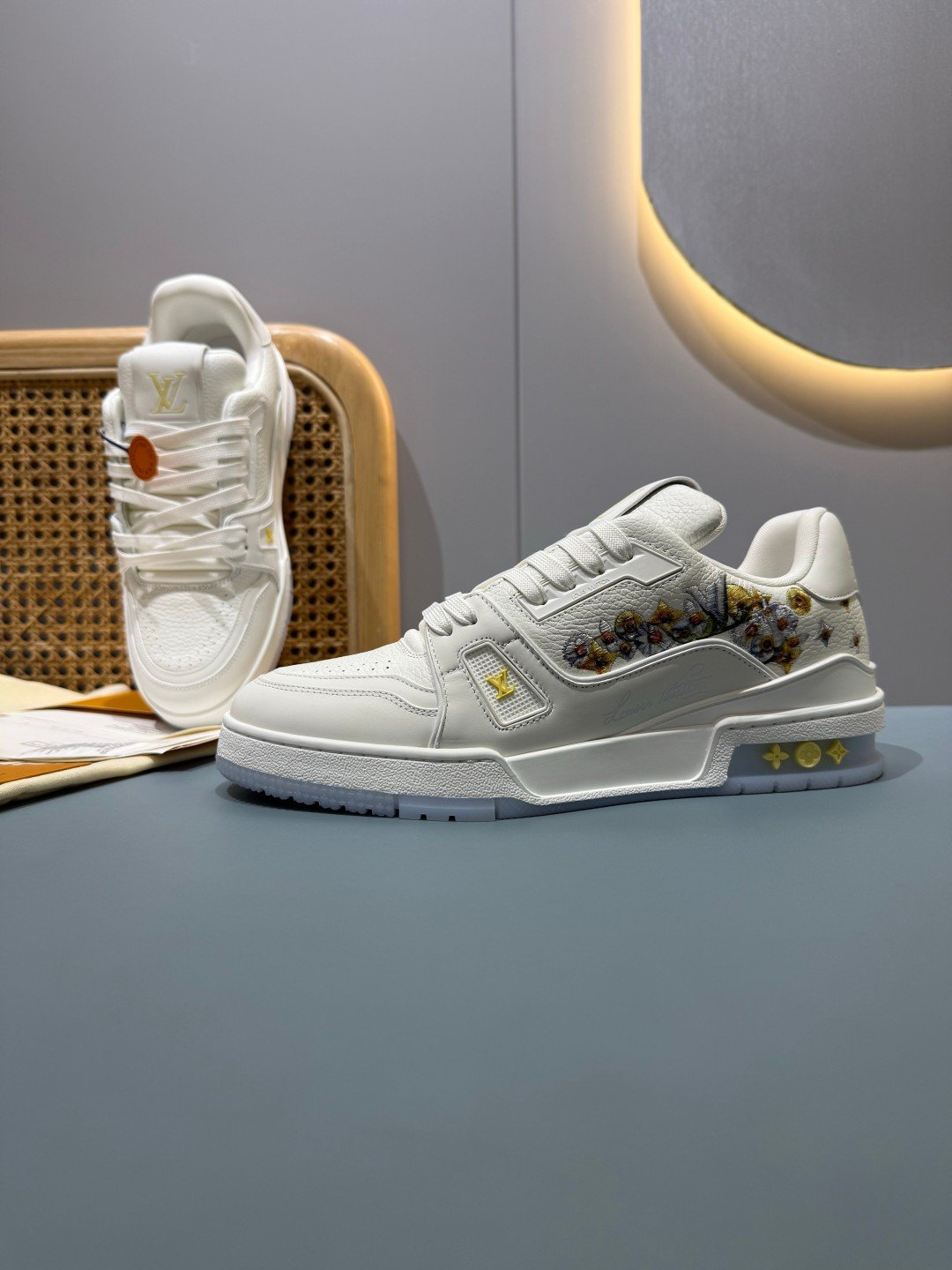 Sneakers Trainer 'Blanc Beige Brodé' — vue 24