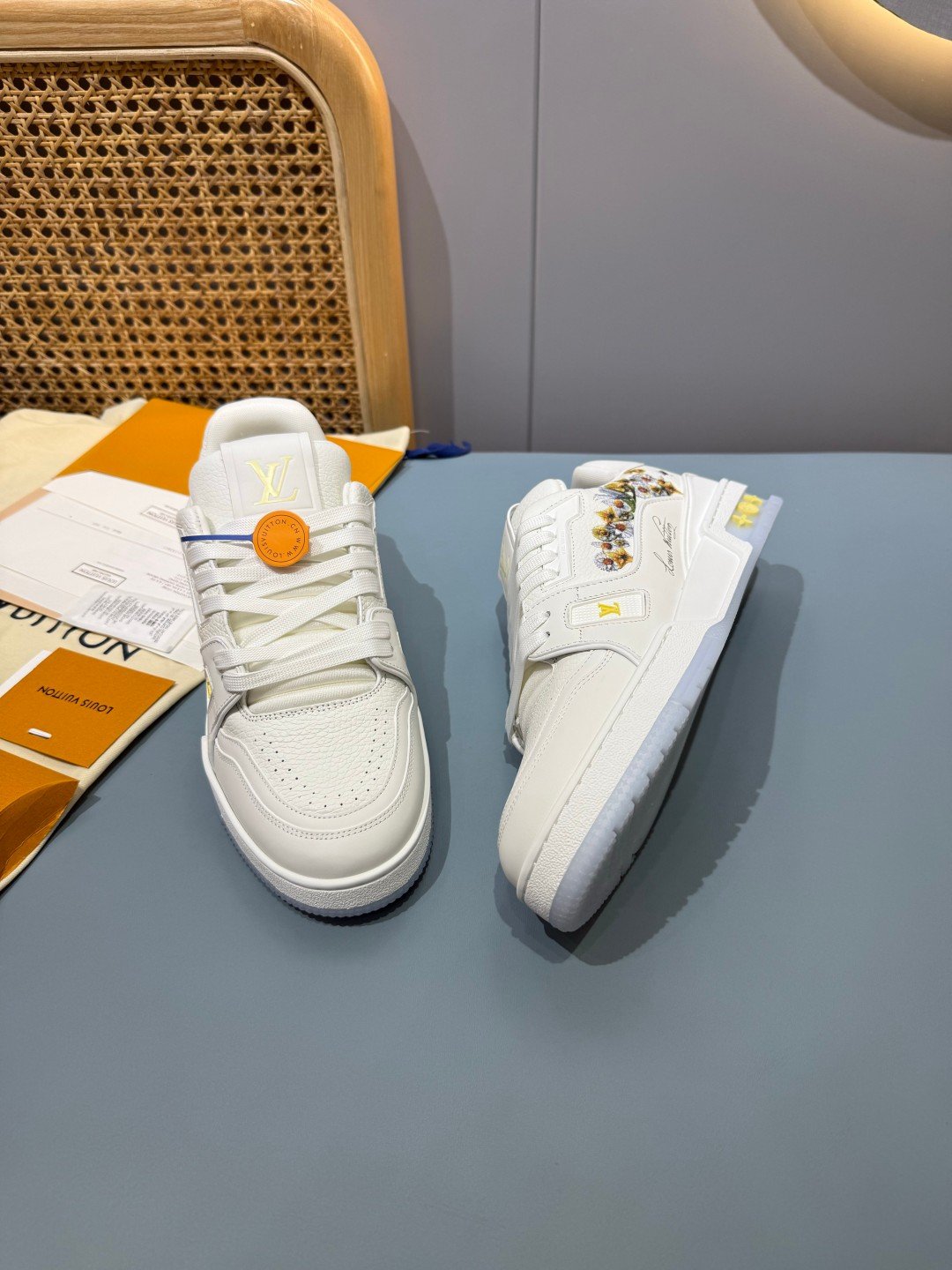 Sneakers Trainer 'Blanc Beige Brodé' — vue 25