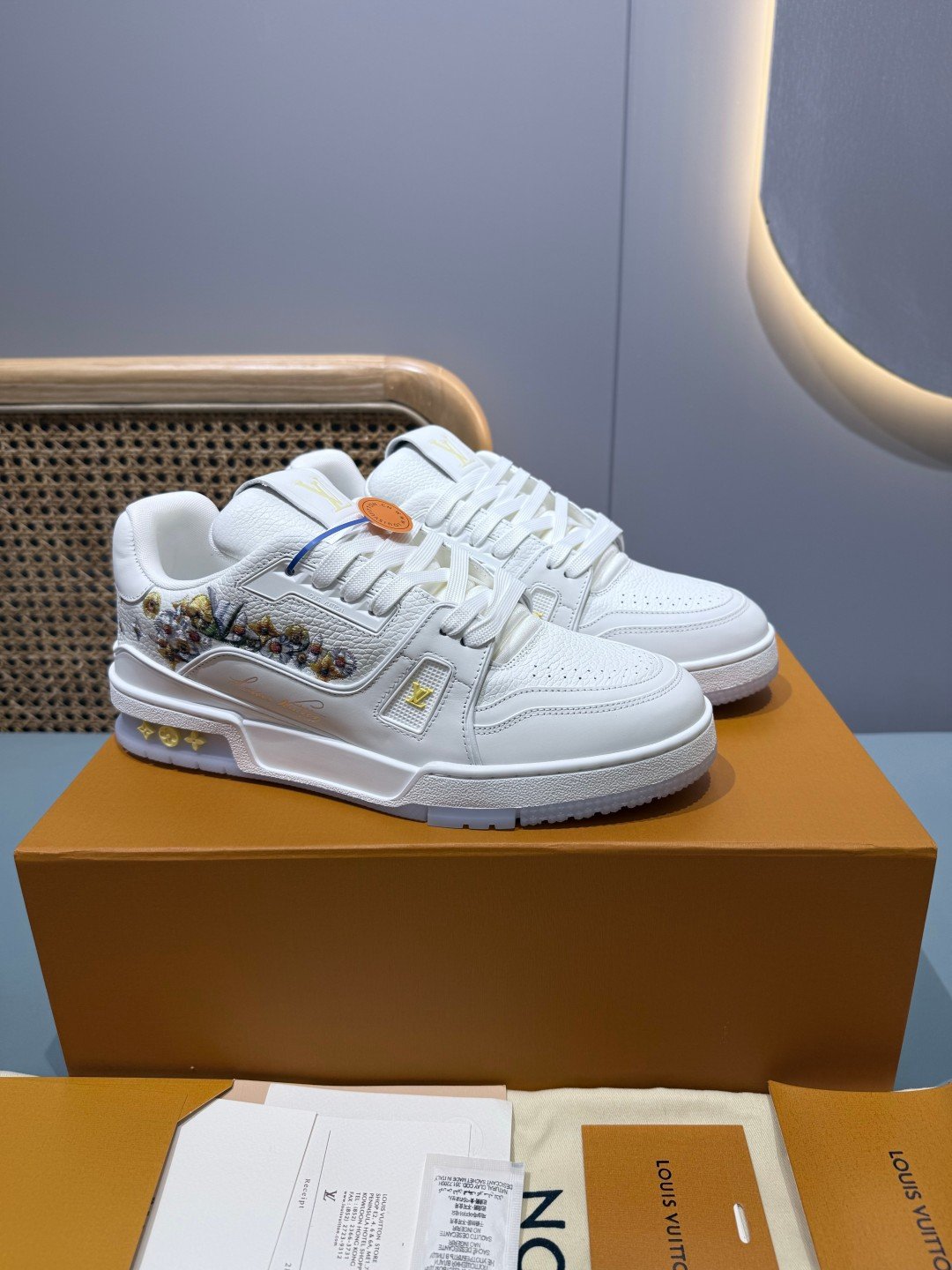 Sneakers Trainer 'Blanc Beige Brodé' — vue 27