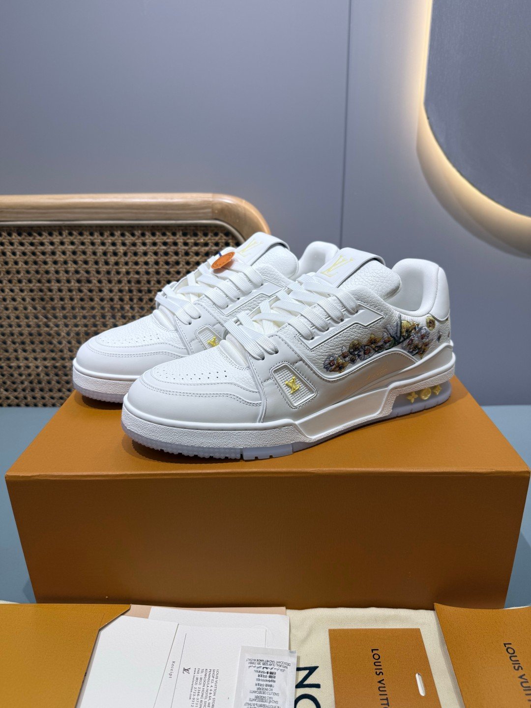Sneakers Trainer 'Blanc Beige Brodé' — vue 28