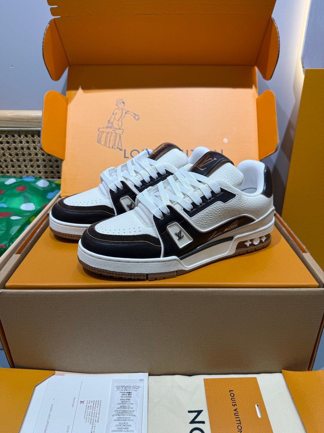 Sneakers Trainer 'Blanc Noir Marron' — vue 4