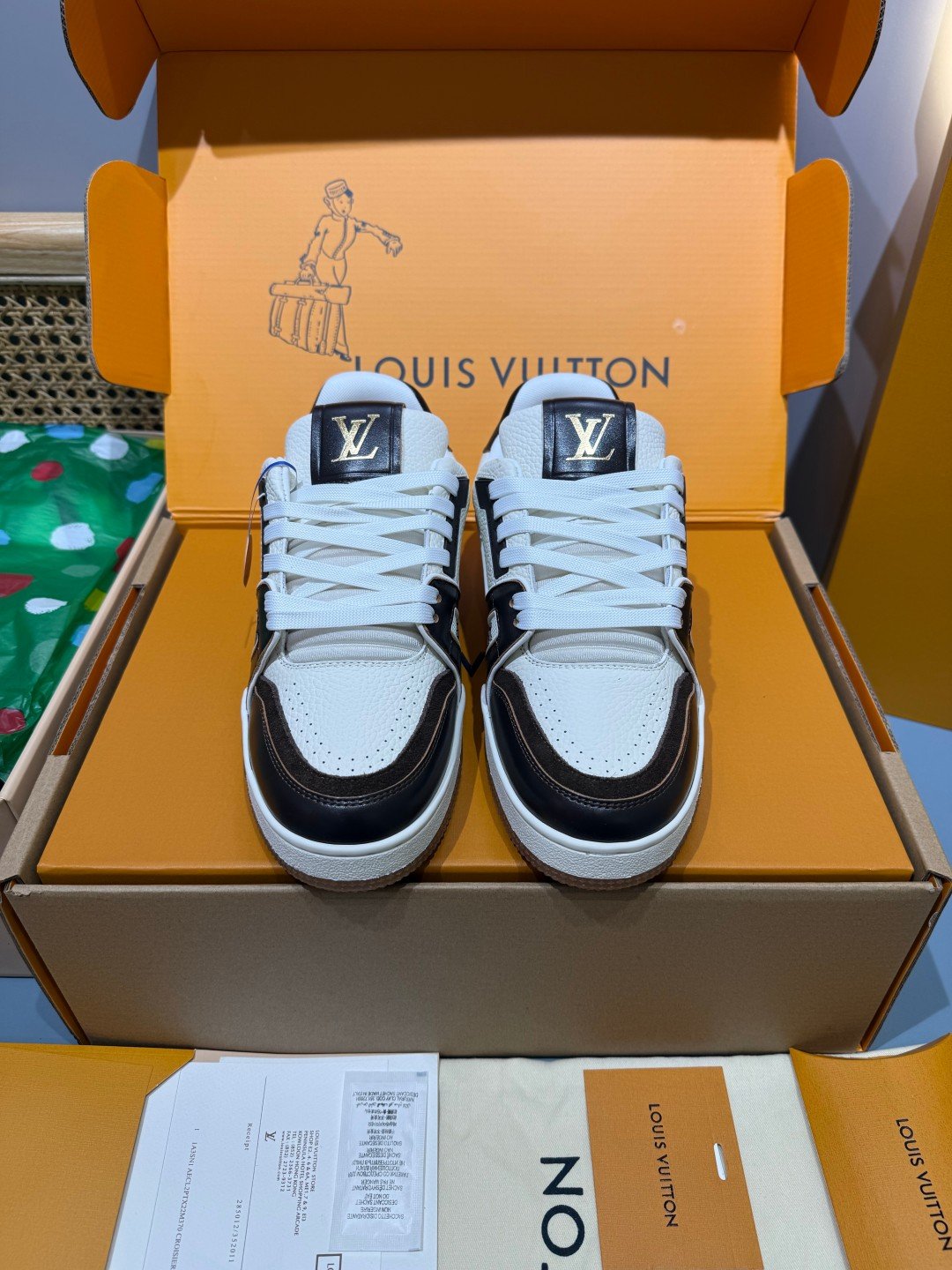 Sneakers Trainer 'Blanc Noir Marron' — vue 5