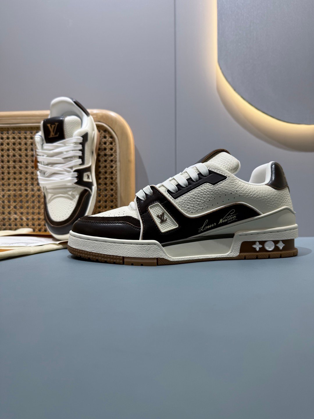 Sneakers Trainer 'Blanc Noir Marron' — vue 25
