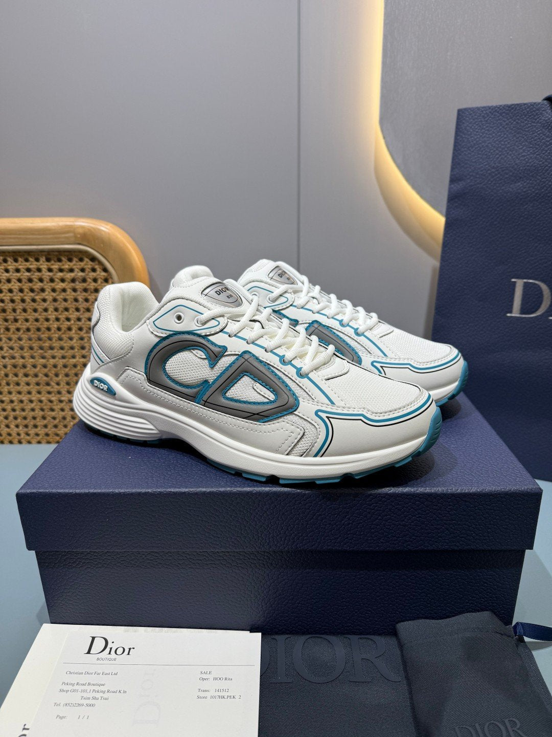 Sneakers B30 'Blanc et Bleu Pétrole'