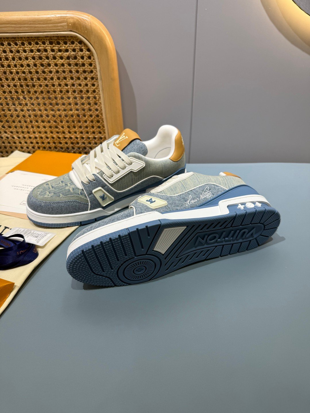 Sneakers Trainer Denim 'Denim Bleu Gris' — vue 24