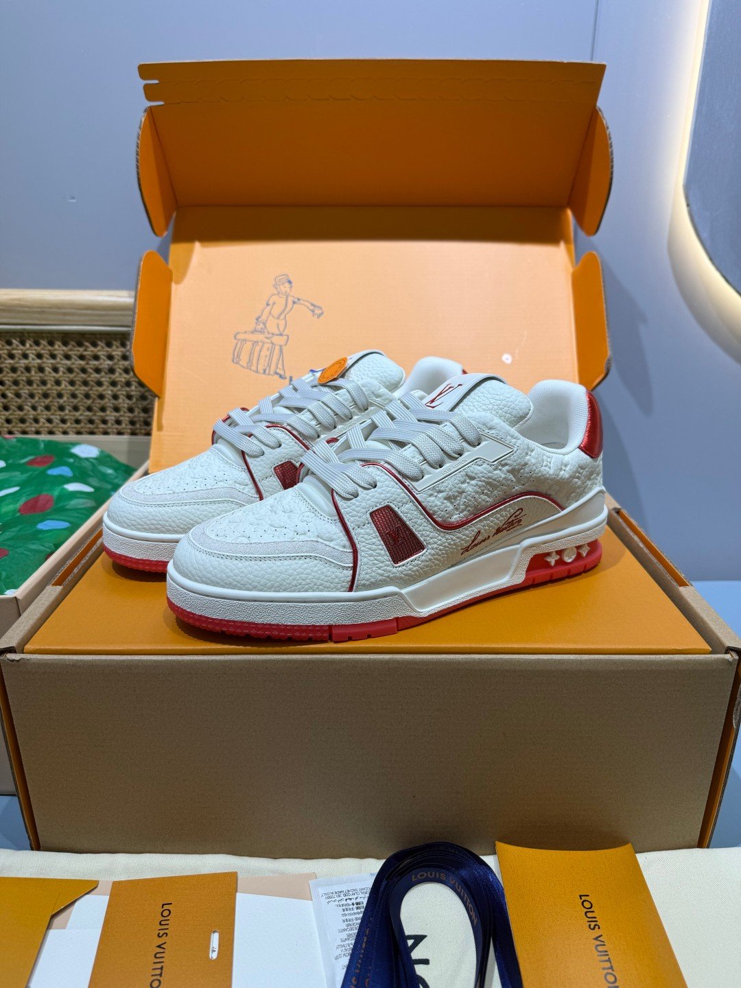 Sneakers Trainer 'Blanc Rouge Liseré' — vue 5
