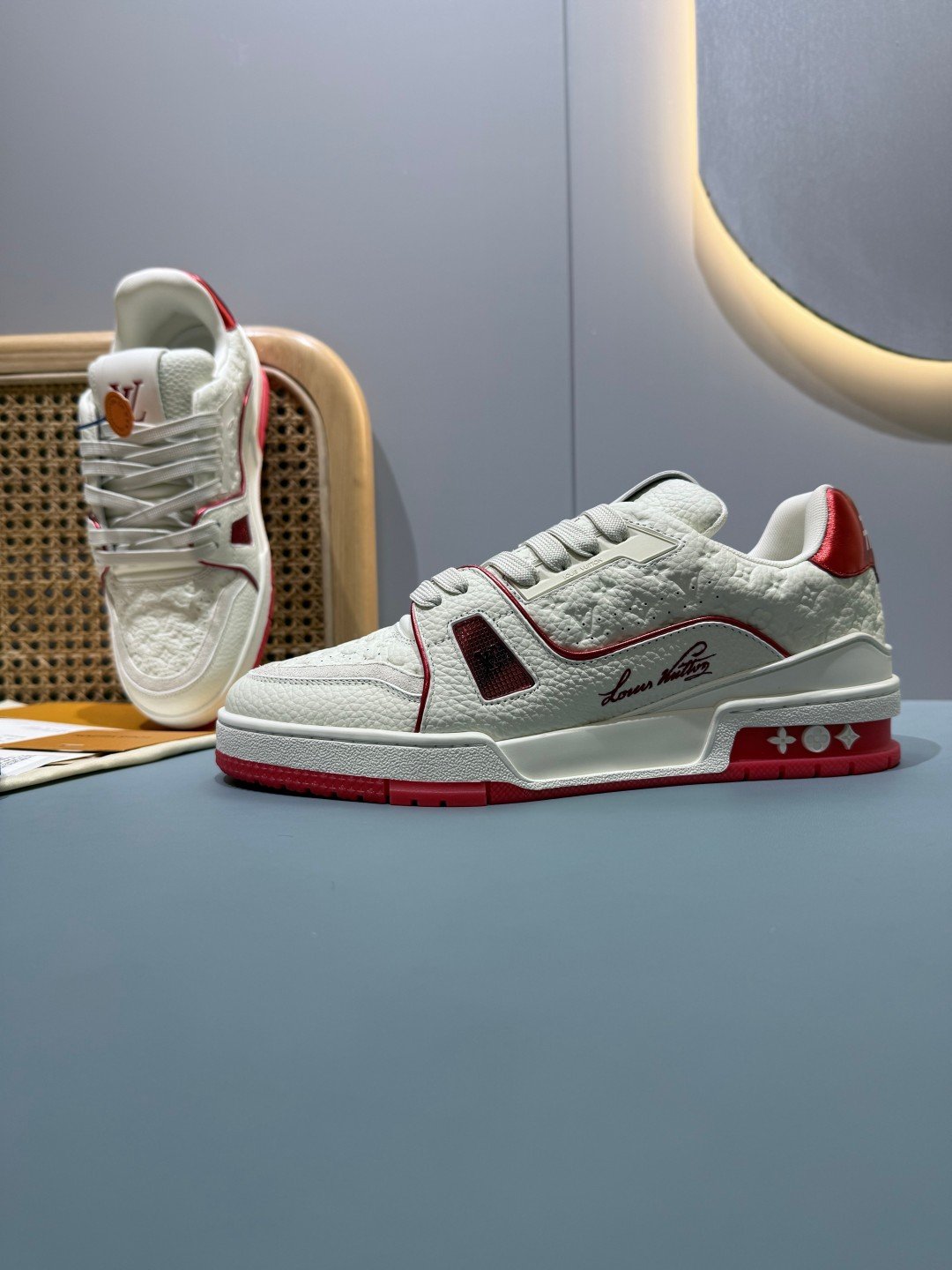 Sneakers Trainer 'Blanc Rouge Liseré' — vue 15
