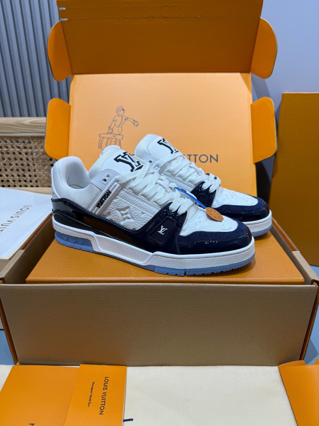 Sneakers Trainer 'Blanc Bleu Nuit'