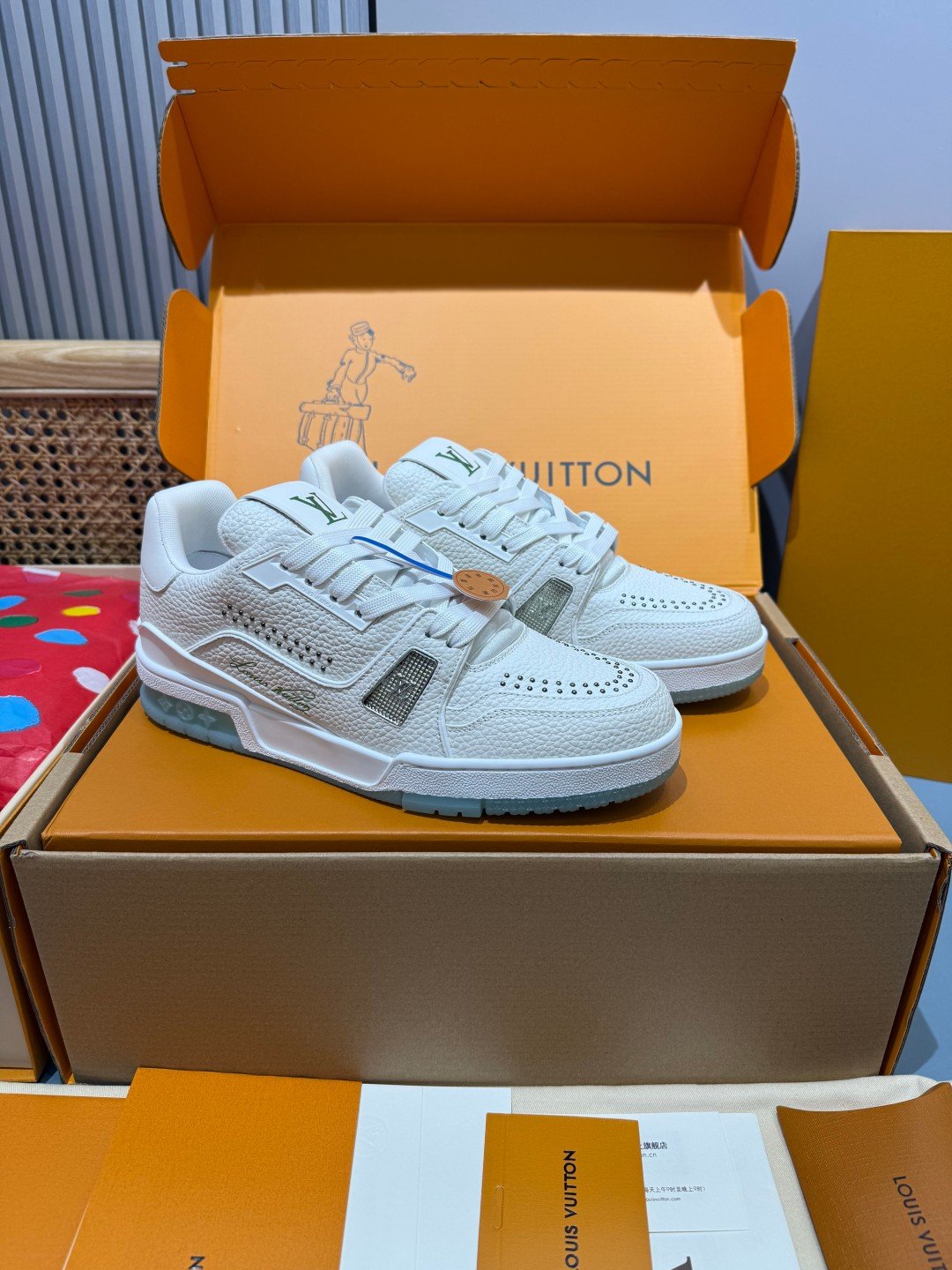Sneakers Trainer 'Blanc Vert d'Eau'