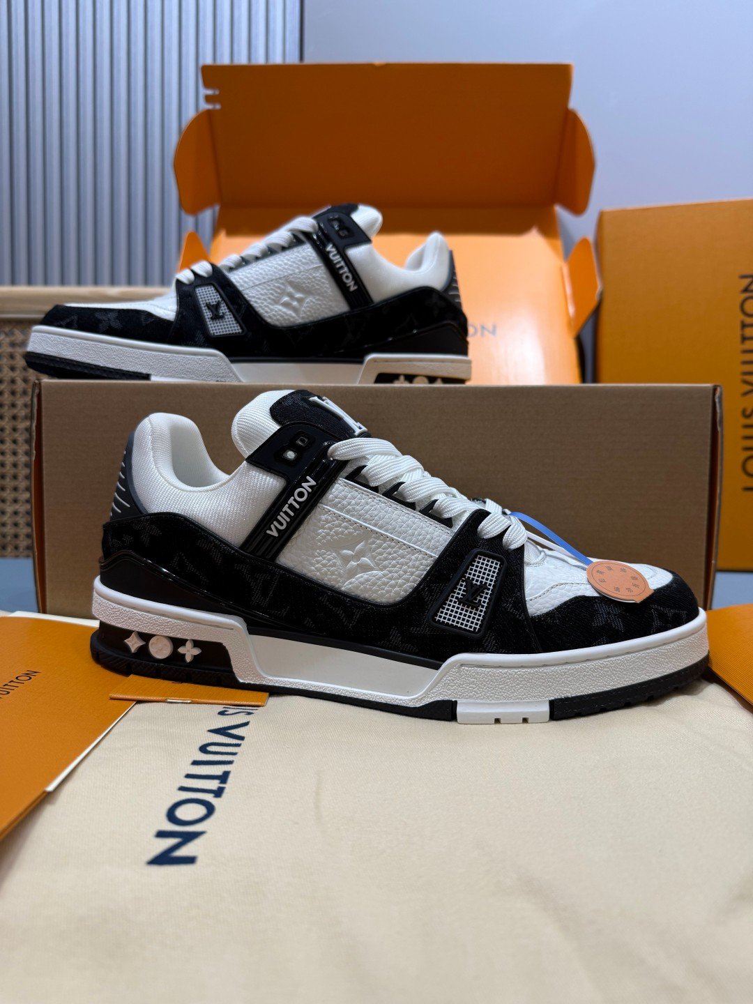 Sneakers Trainer Denim 'Noir Blanc Denim' — vue 2
