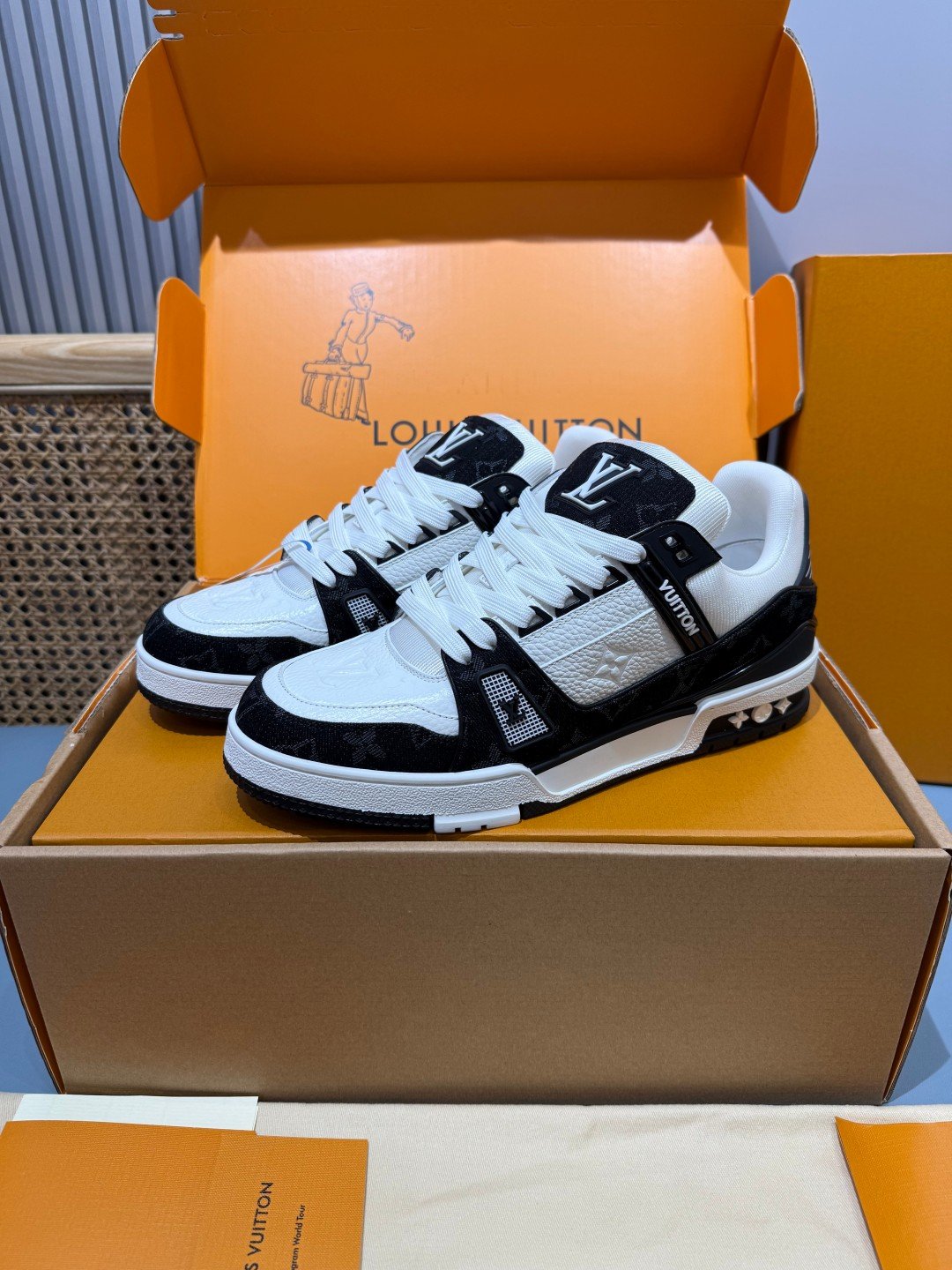 Sneakers Trainer Denim 'Noir Blanc Denim' — vue 4