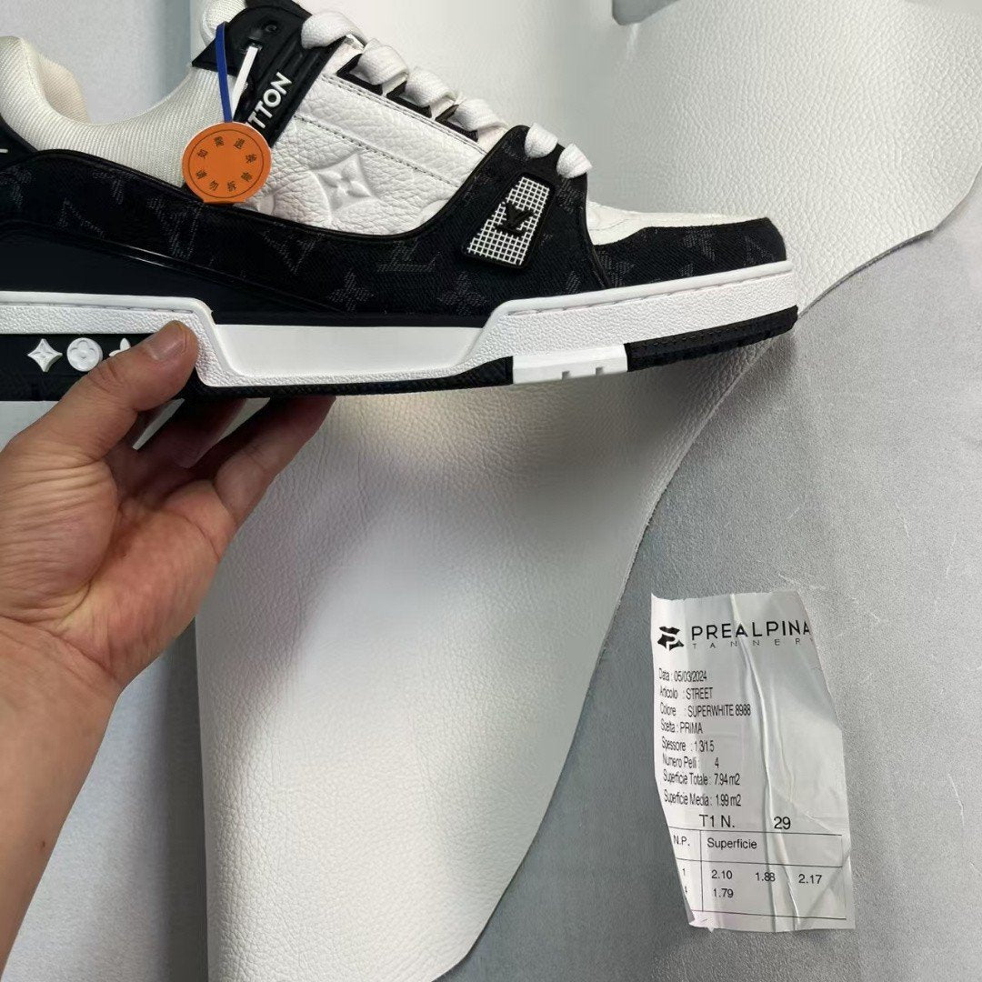 Sneakers Trainer Denim 'Noir Blanc Denim' — vue 8