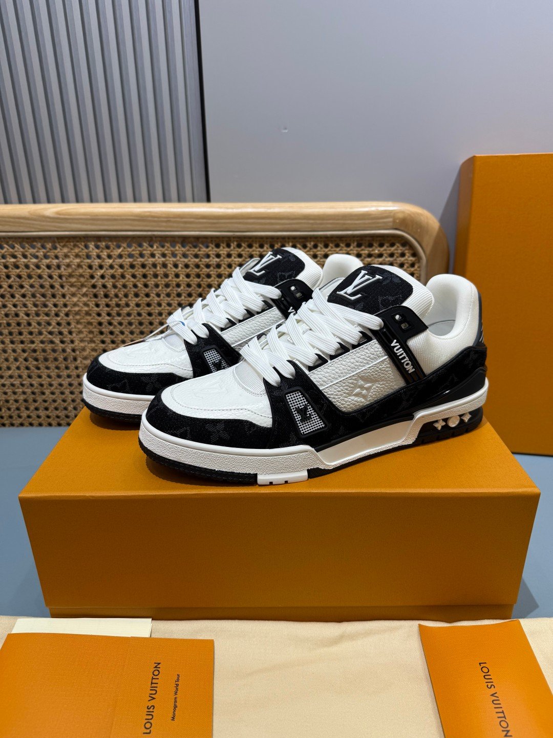 Sneakers Trainer Denim 'Noir Blanc Denim' — vue 28