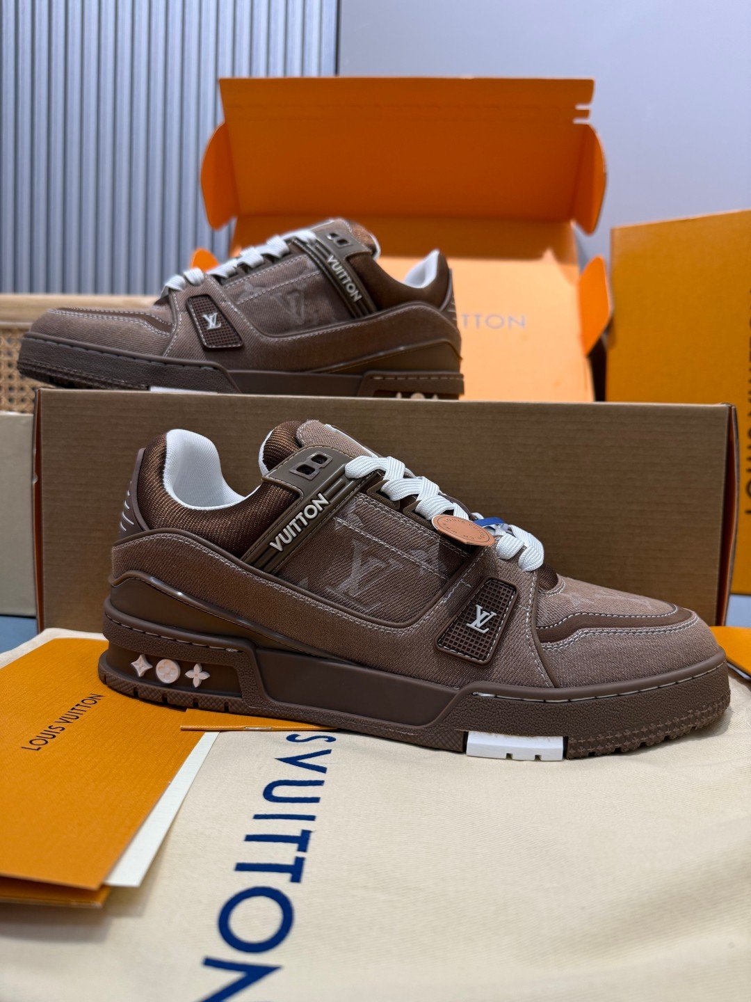 Sneakers Trainer Denim 'Marron' — vue 2