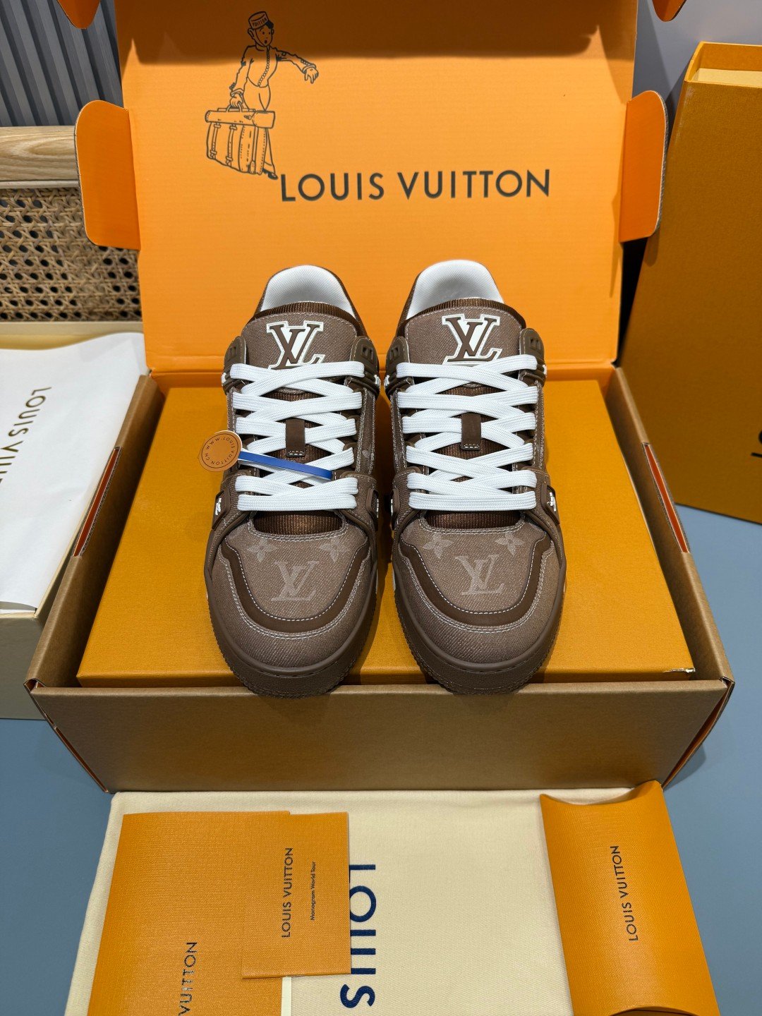 Sneakers Trainer Denim 'Marron' — vue 5