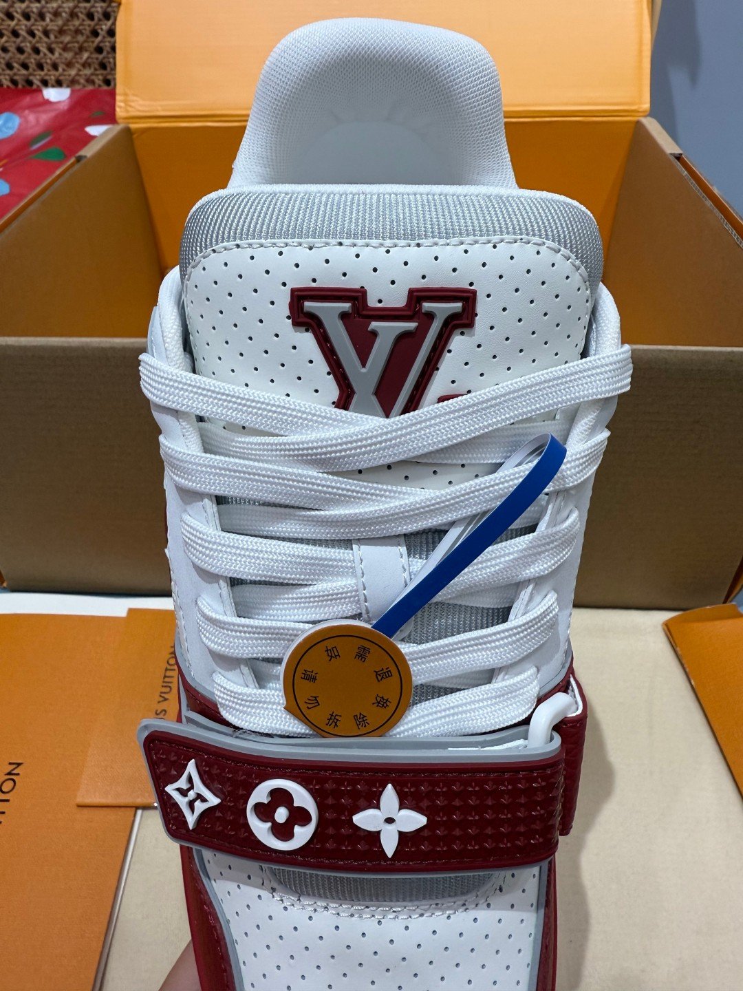 Sneakers Trainer Velcro 'Blanc Rouge' — vue 7