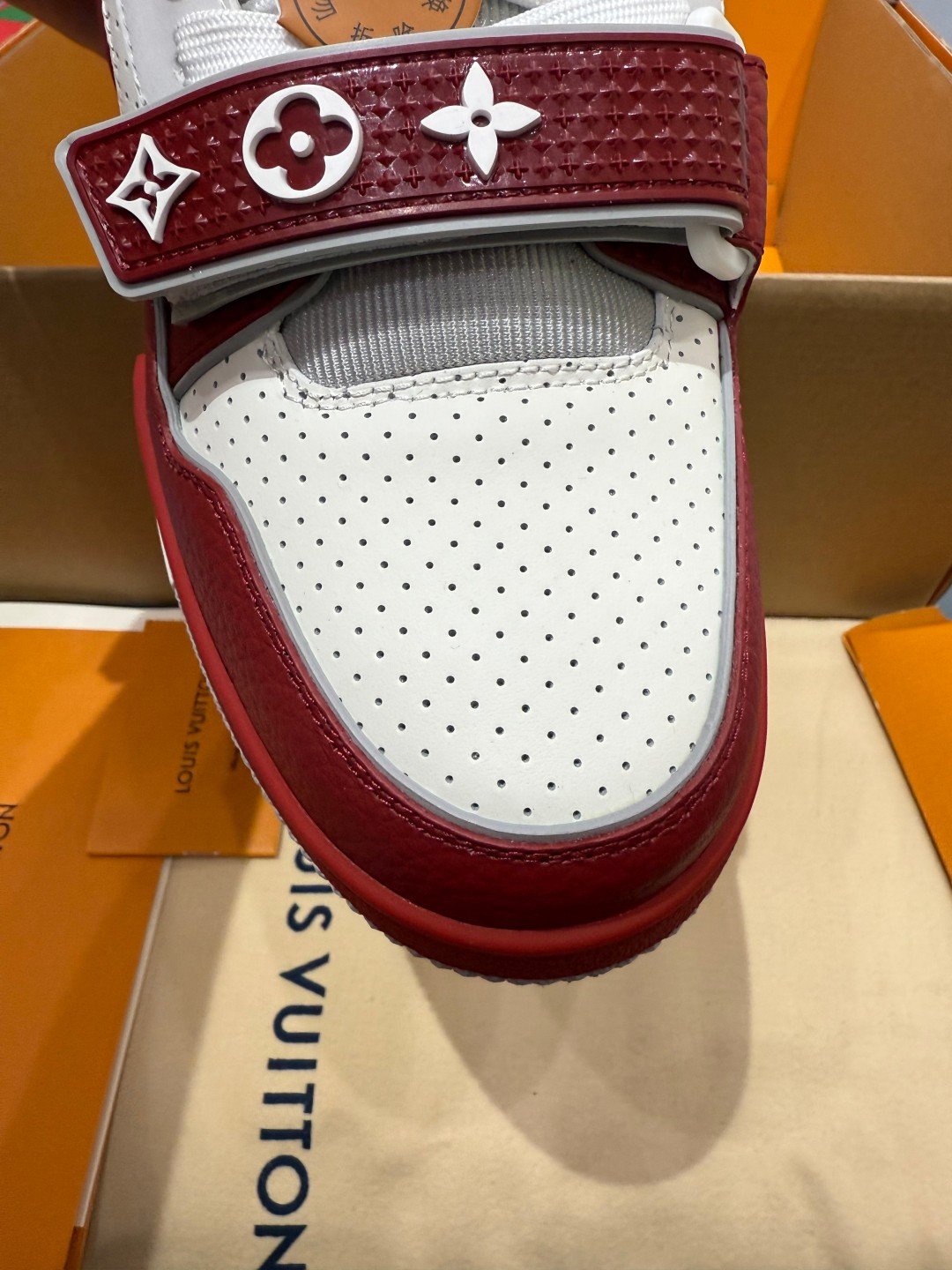Sneakers Trainer Velcro 'Blanc Rouge' — vue 9