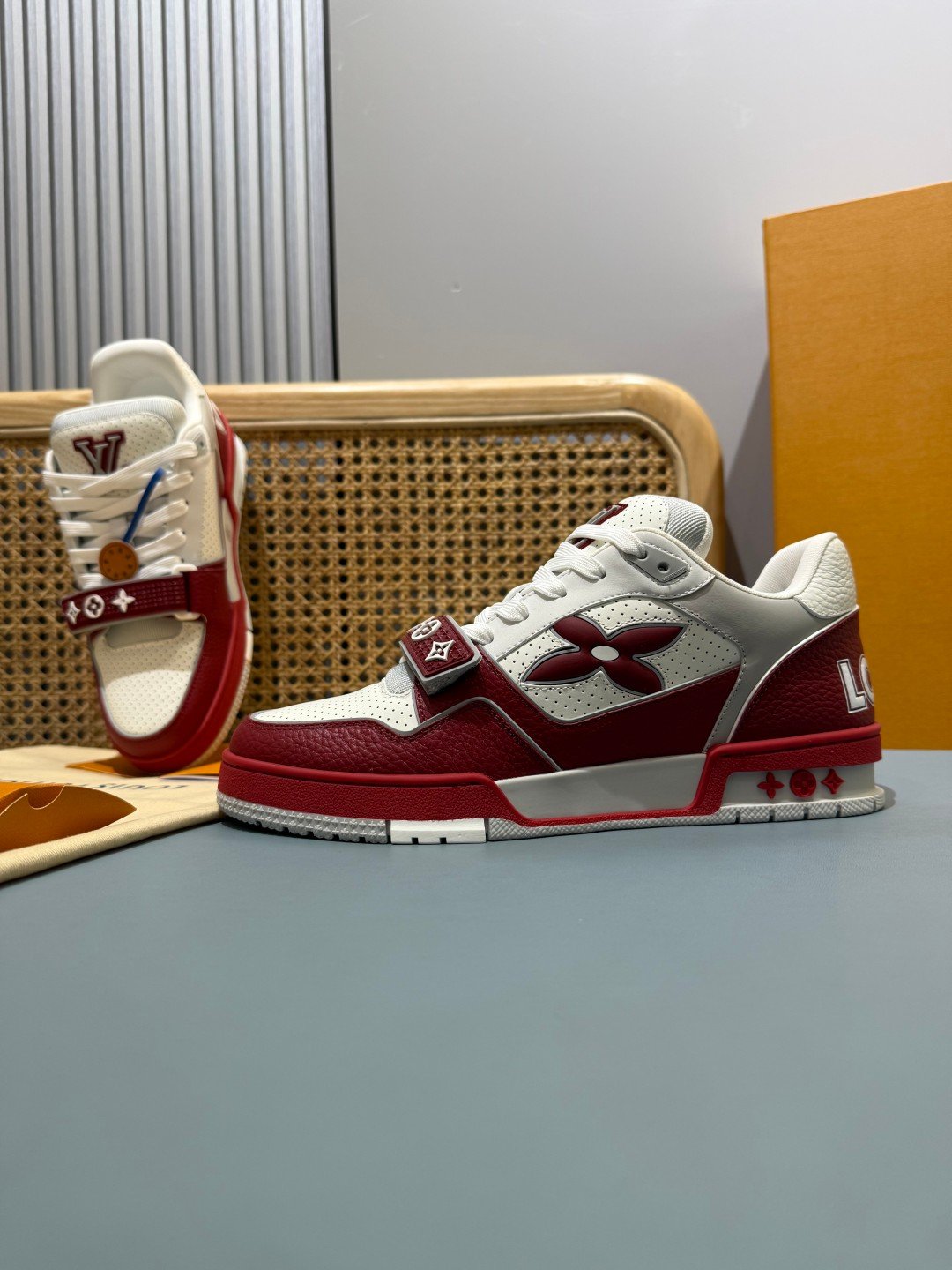 Sneakers Trainer Velcro 'Blanc Rouge' — vue 17
