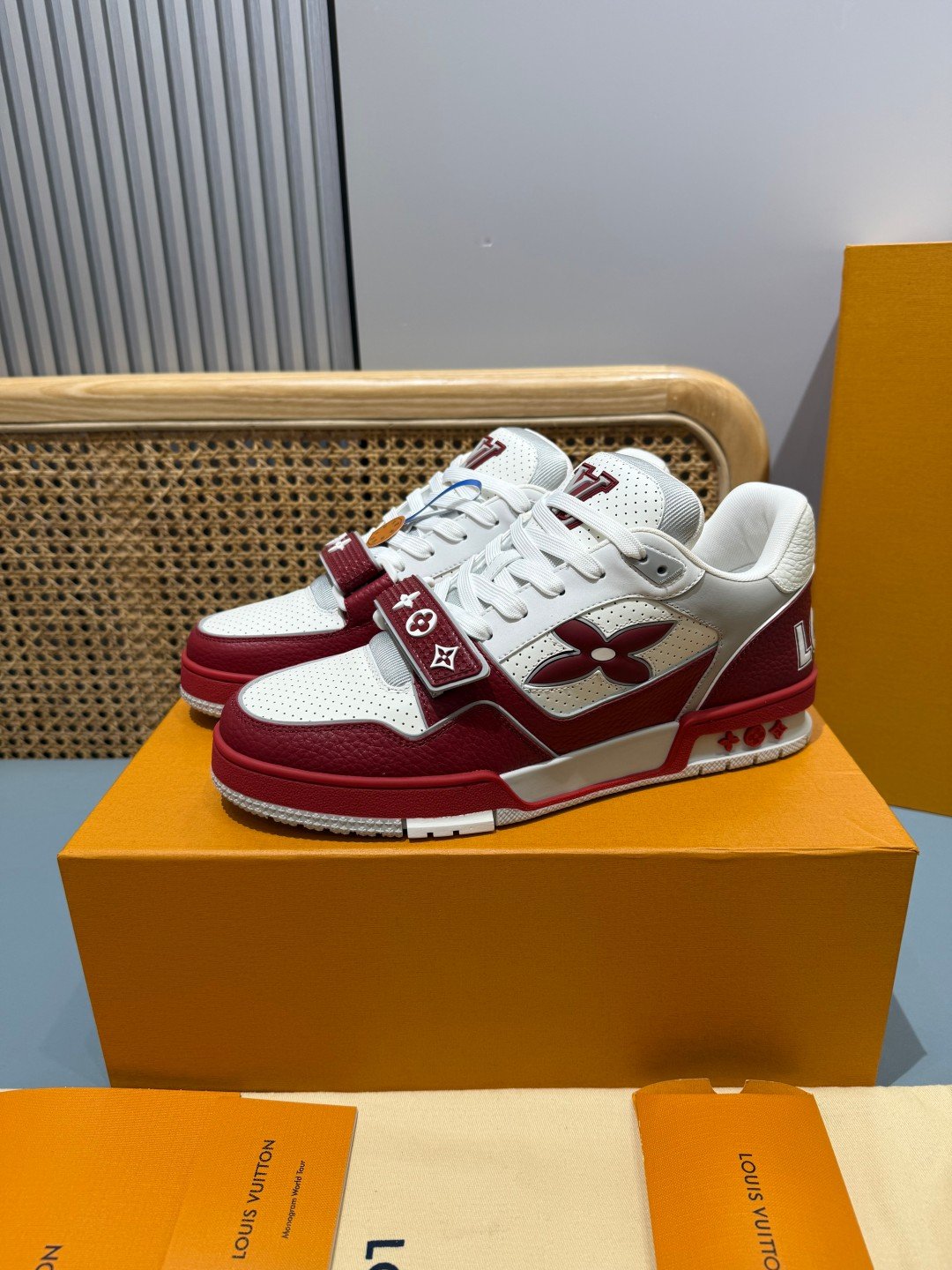 Sneakers Trainer Velcro 'Blanc Rouge' — vue 21