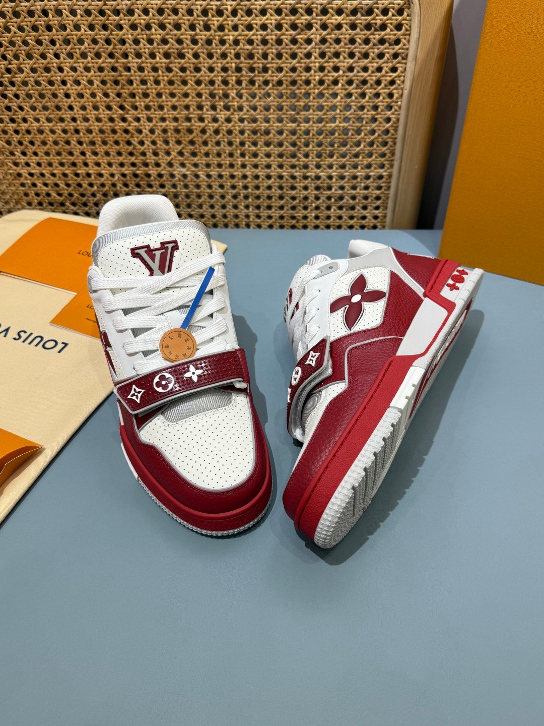 Sneakers Trainer Velcro 'Blanc Rouge' — vue 24