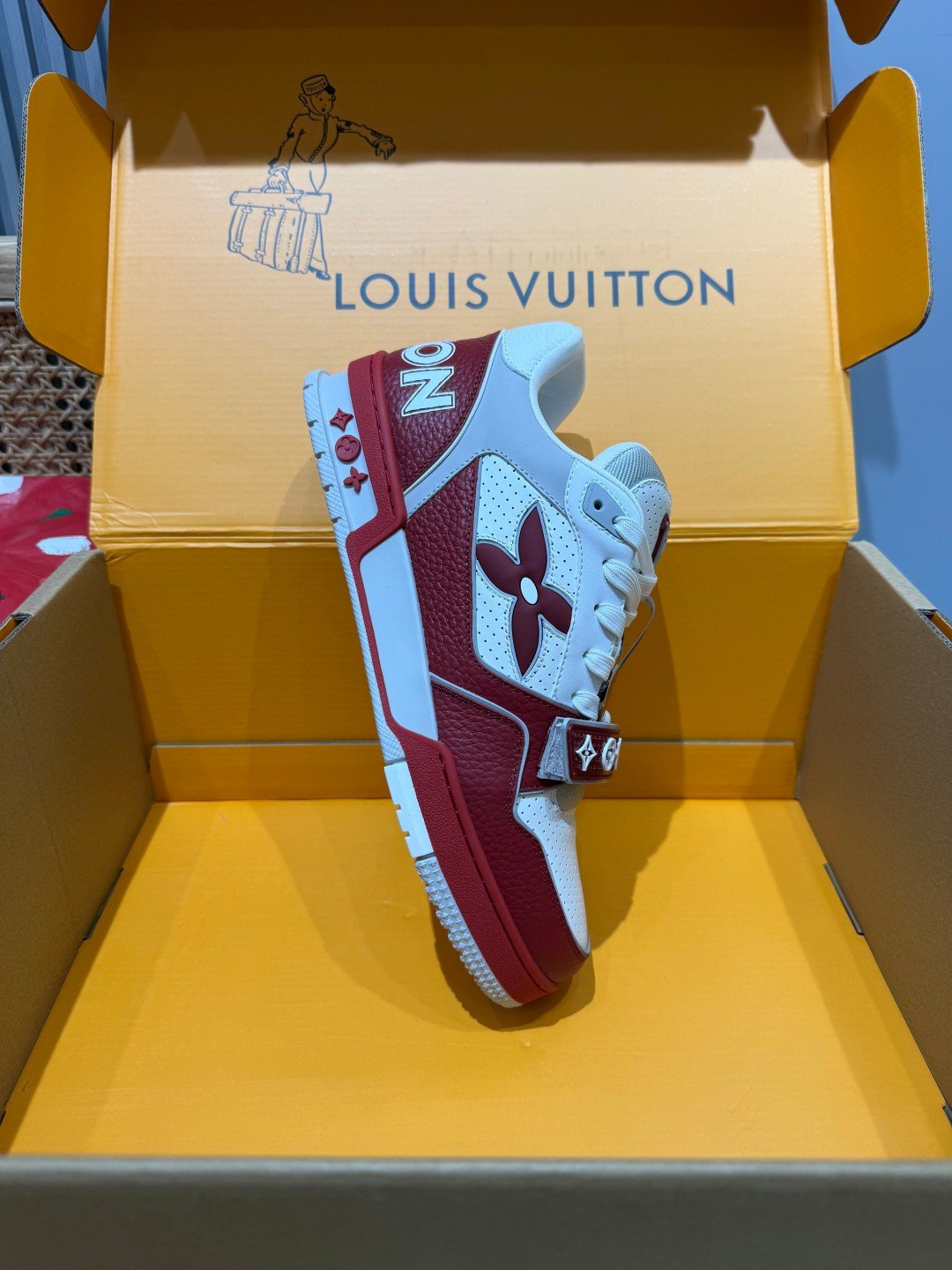 Sneakers Trainer Velcro 'Blanc Rouge' — vue 27