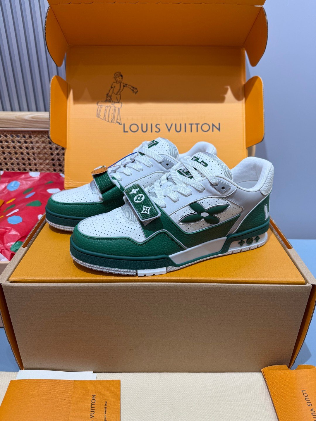 Sneakers Trainer Velcro 'Blanc Vert' — vue 4