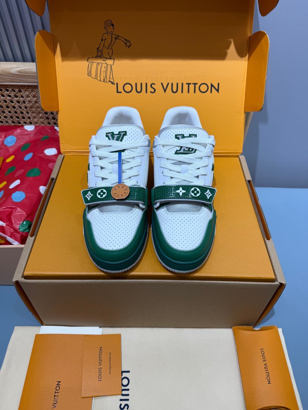 Sneakers Trainer Velcro 'Blanc Vert' — vue 5