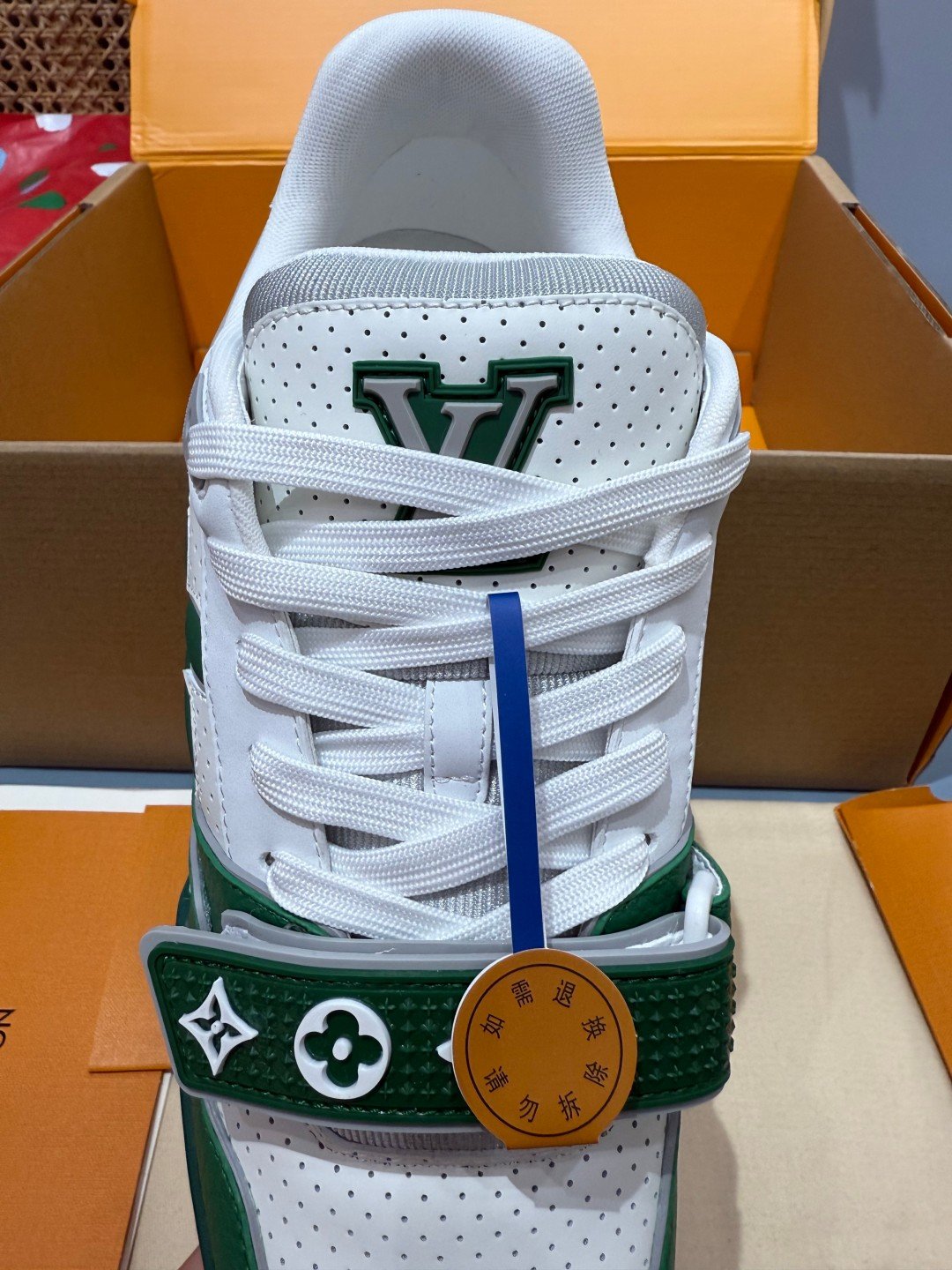 Sneakers Trainer Velcro 'Blanc Vert' — vue 7