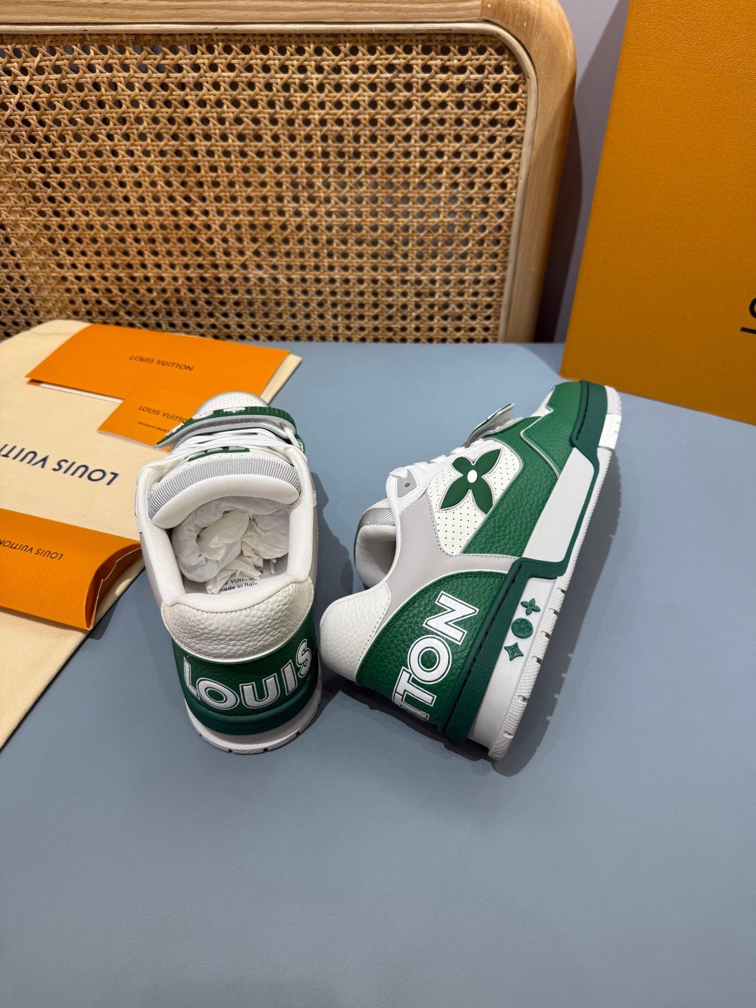 Sneakers Trainer Velcro 'Blanc Vert' — vue 15