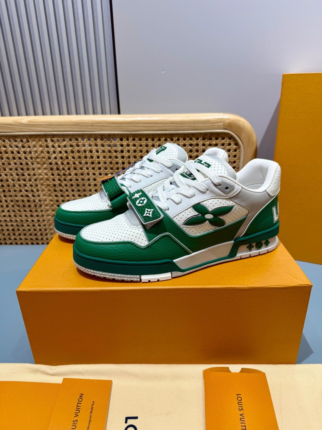 Sneakers Trainer Velcro 'Blanc Vert' — vue 20