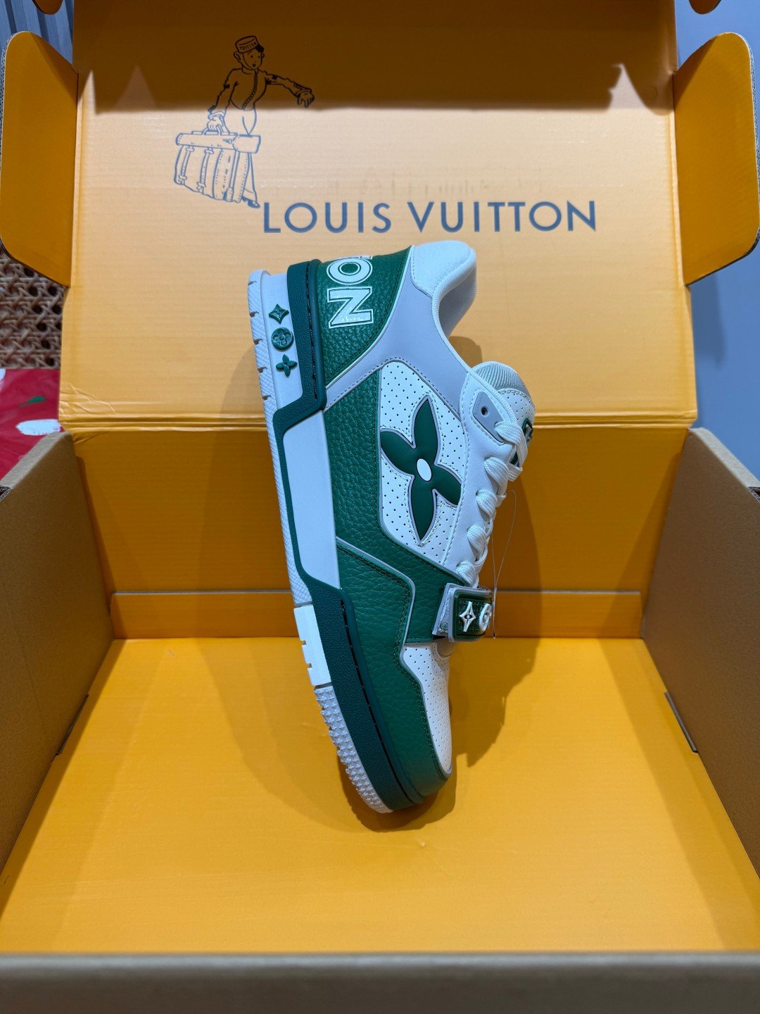 Sneakers Trainer Velcro 'Blanc Vert' — vue 26