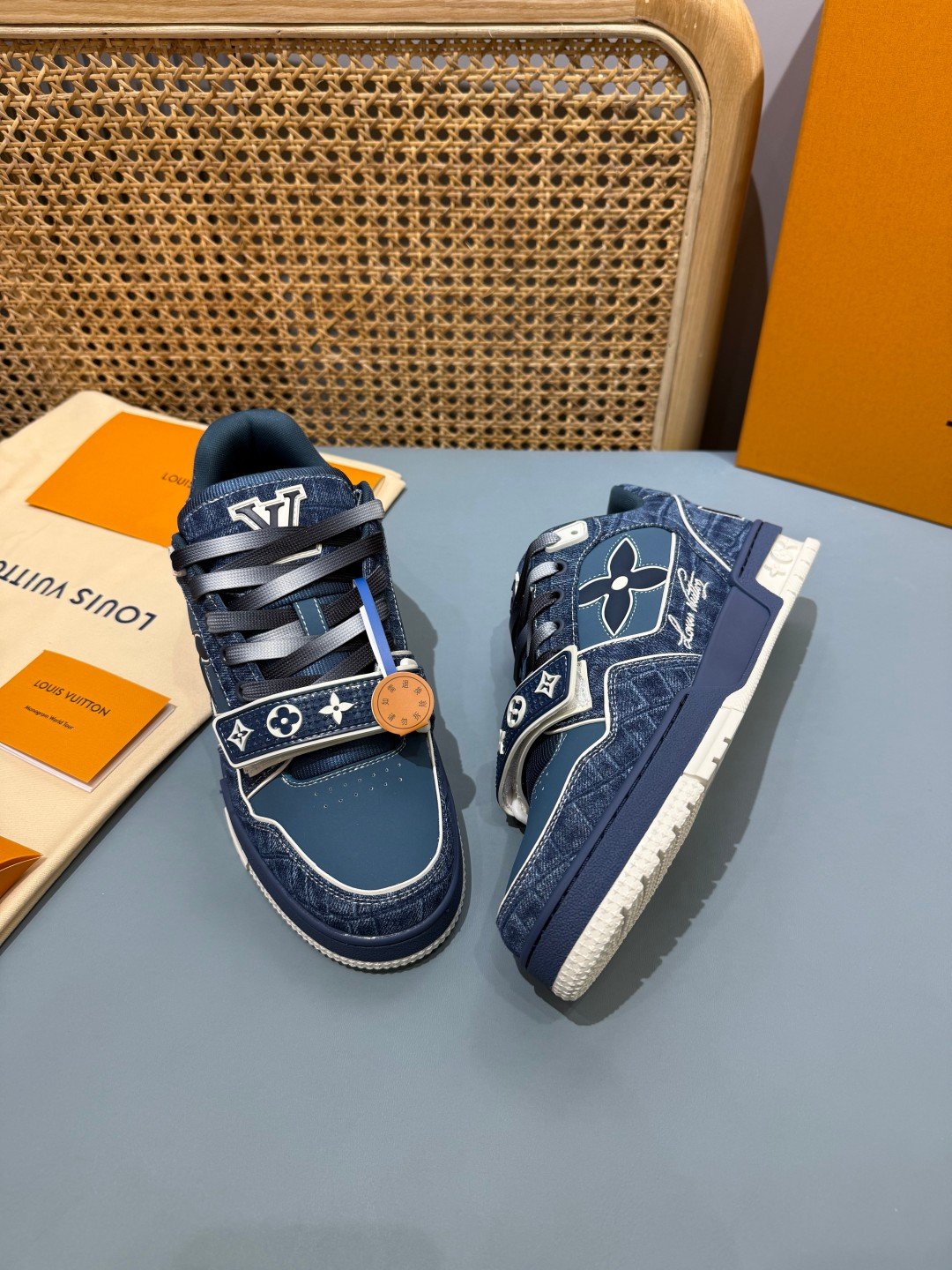 Sneakers Trainer Velcro 'Denim Brut' — vue 23