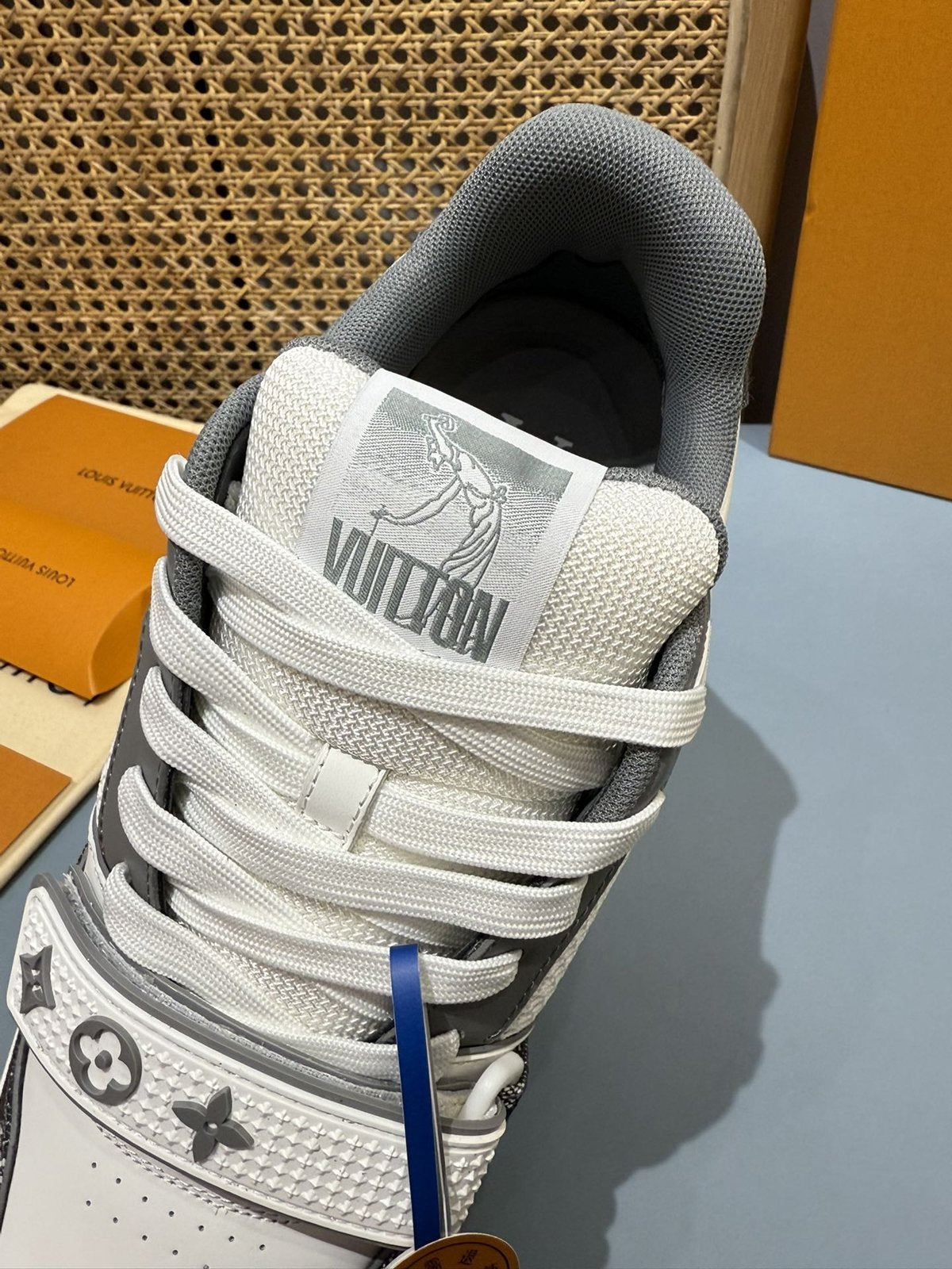 Sneakers Trainer Velcro 'Blanc Noir Gris' — vue 7