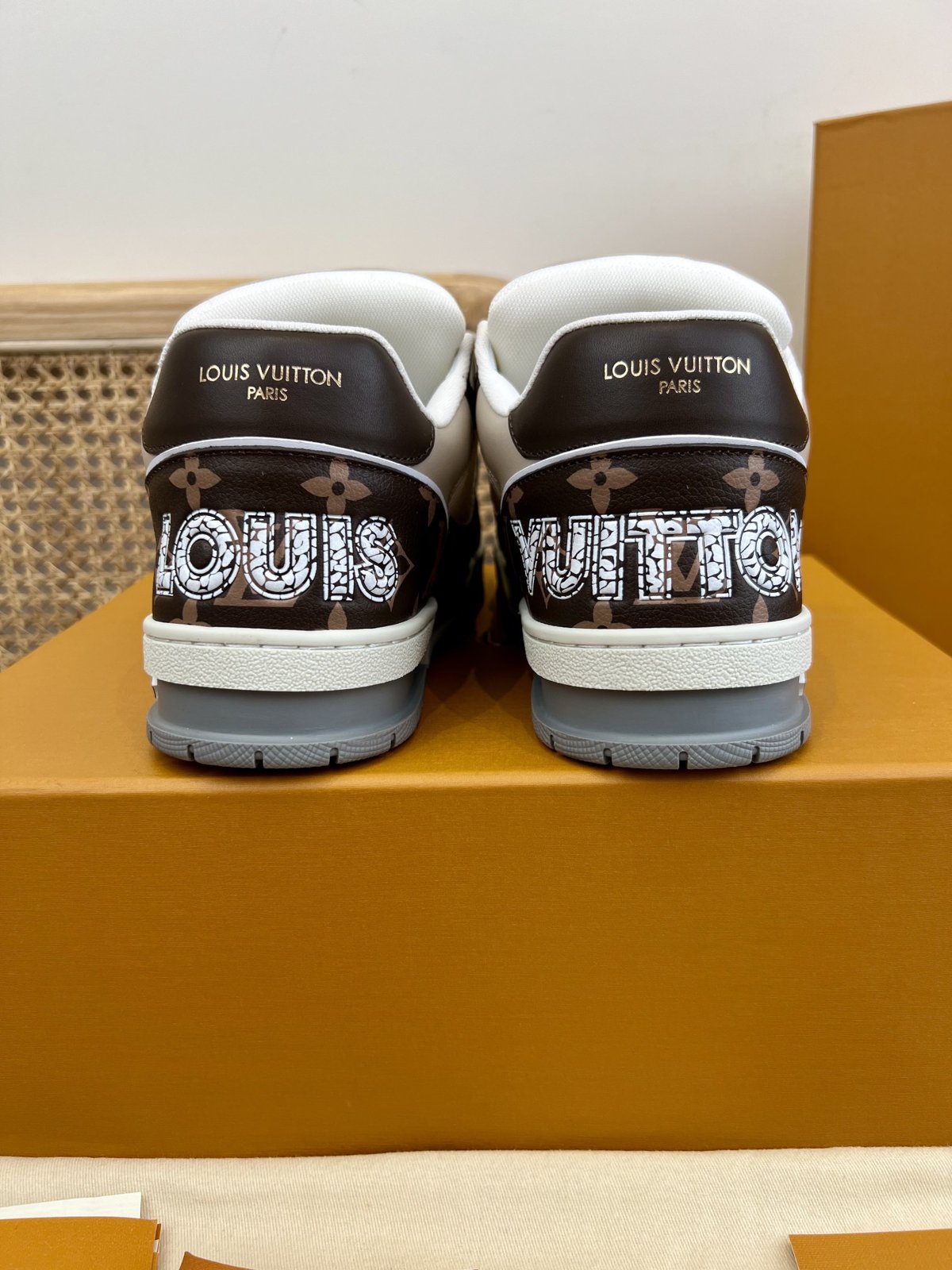 Sneakers Trainer Velcro 'Blanc Marron Gris' — vue 2