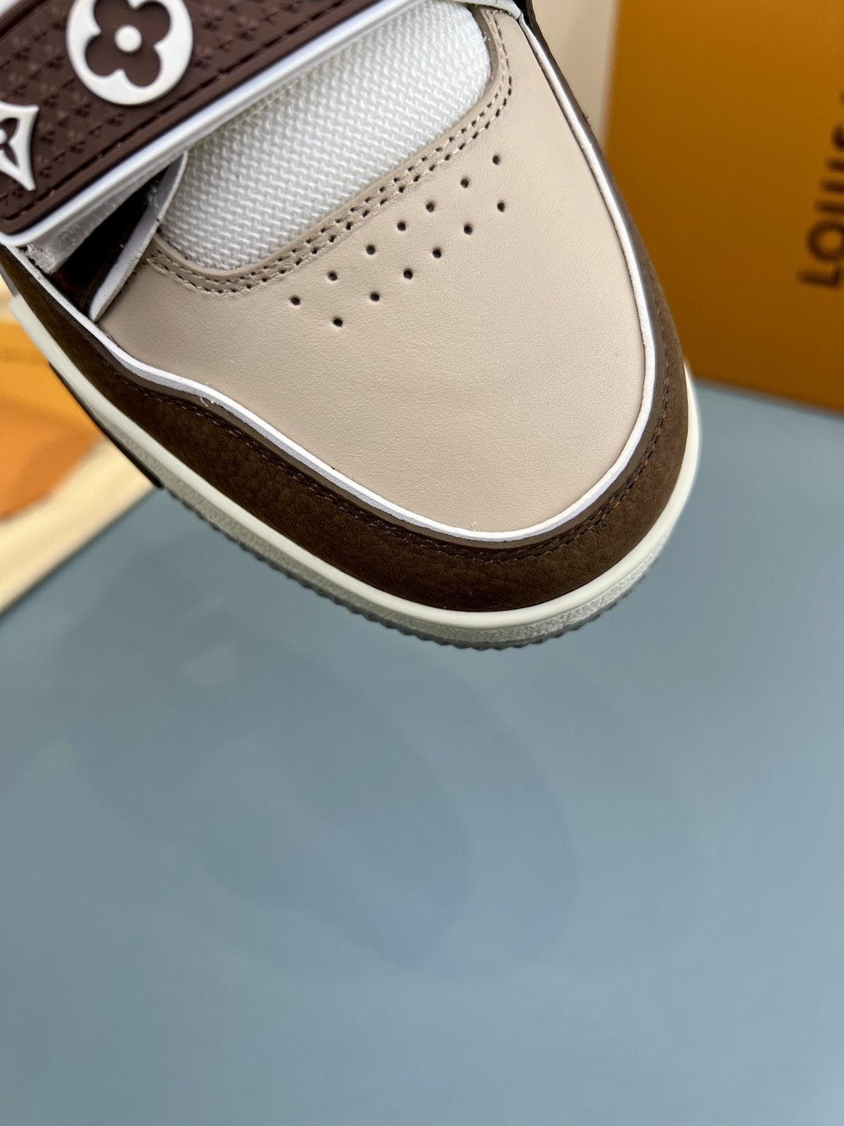 Sneakers Trainer Velcro 'Blanc Marron Gris' — vue 7