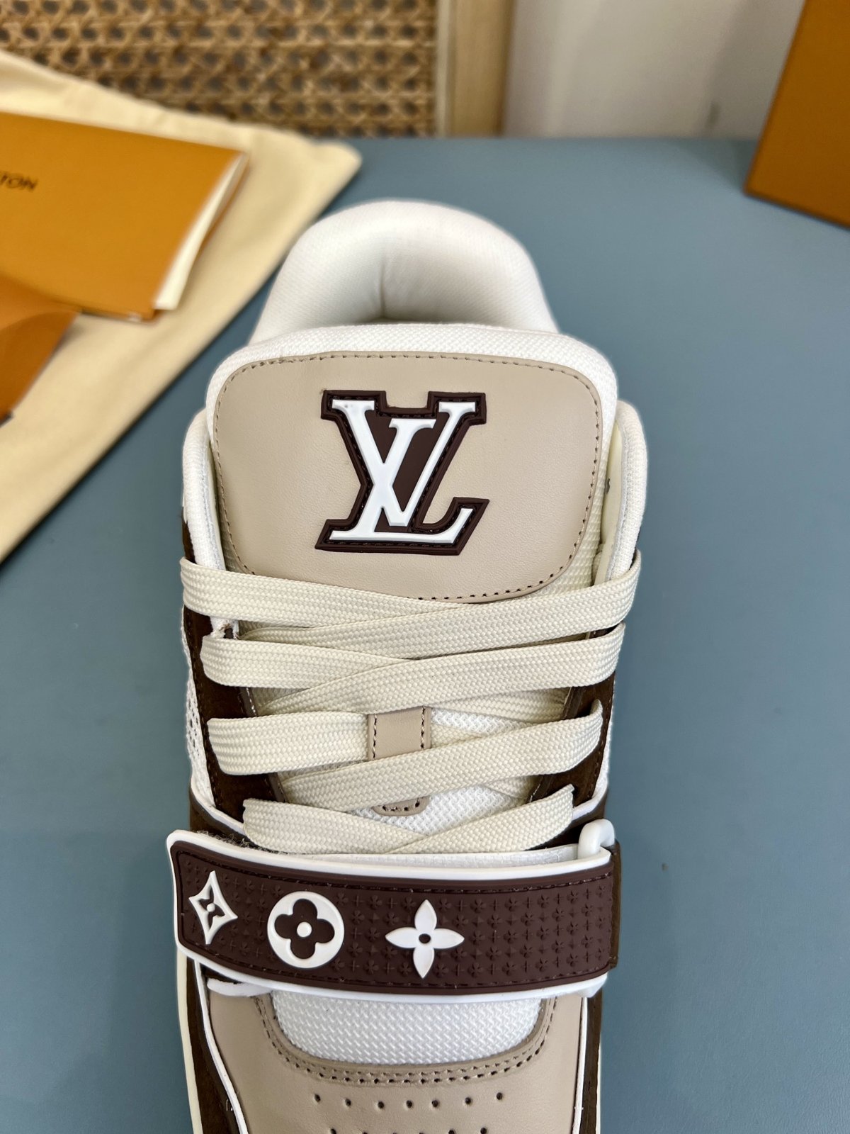 Sneakers Trainer Velcro 'Blanc Marron Gris' — vue 8