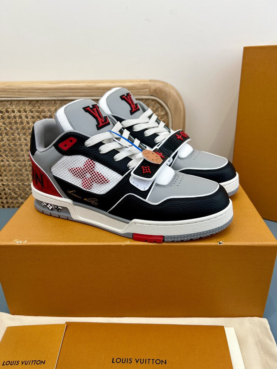 Sneakers Trainer Velcro 'Gris Rouge Noir'