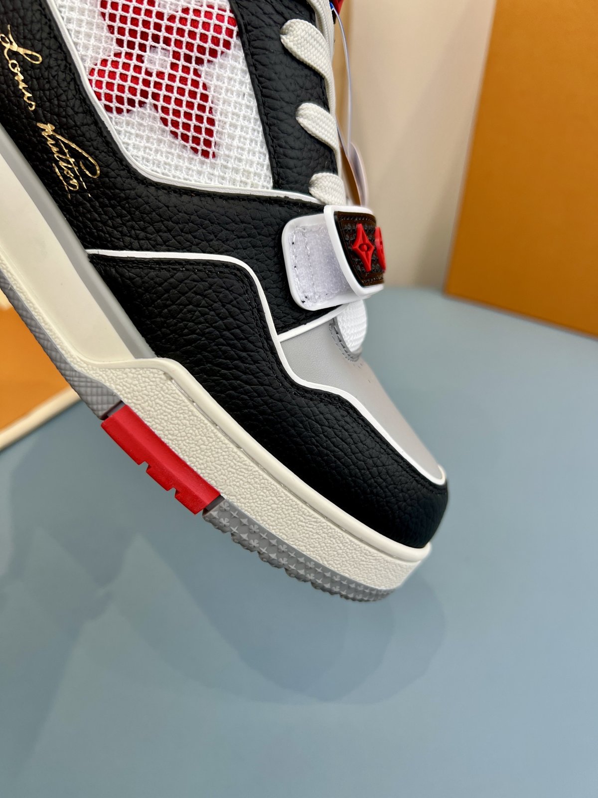 Sneakers Trainer Velcro 'Gris Rouge Noir' — vue 12
