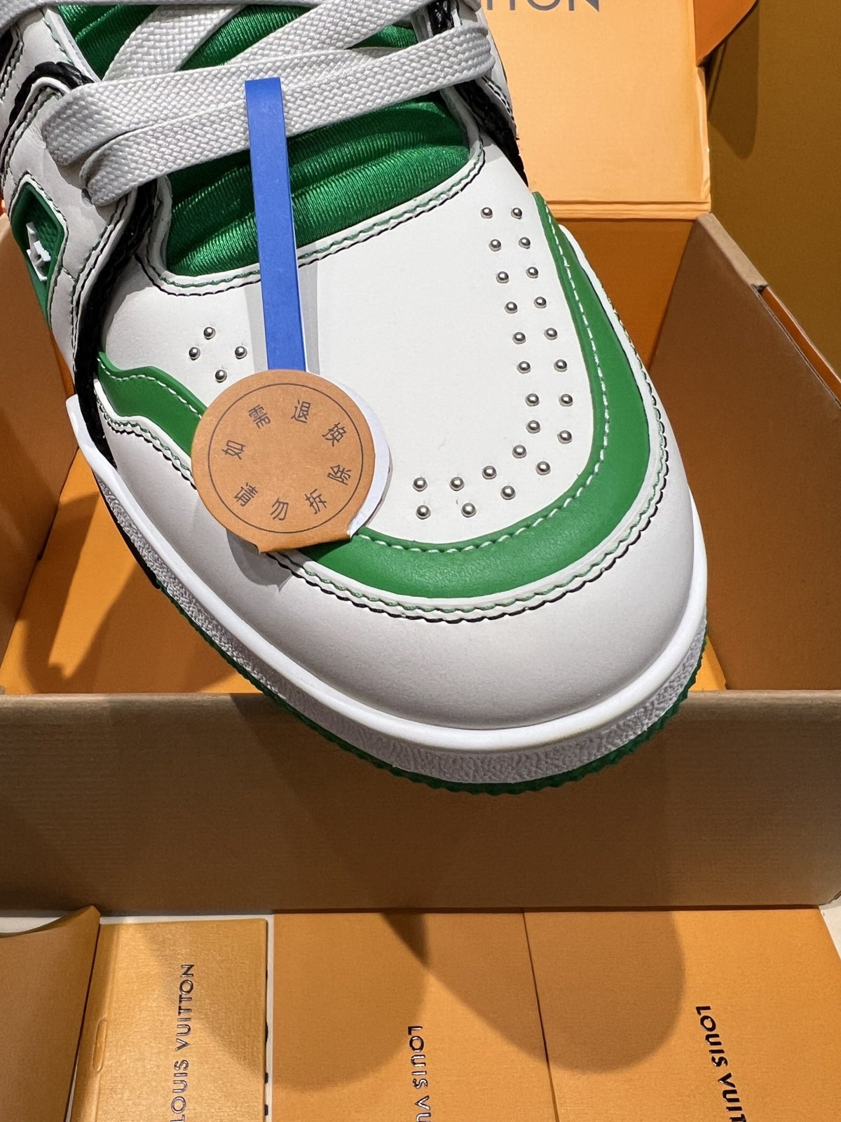 Sneakers Trainer Rivets 'Blanc Vert' — vue 9