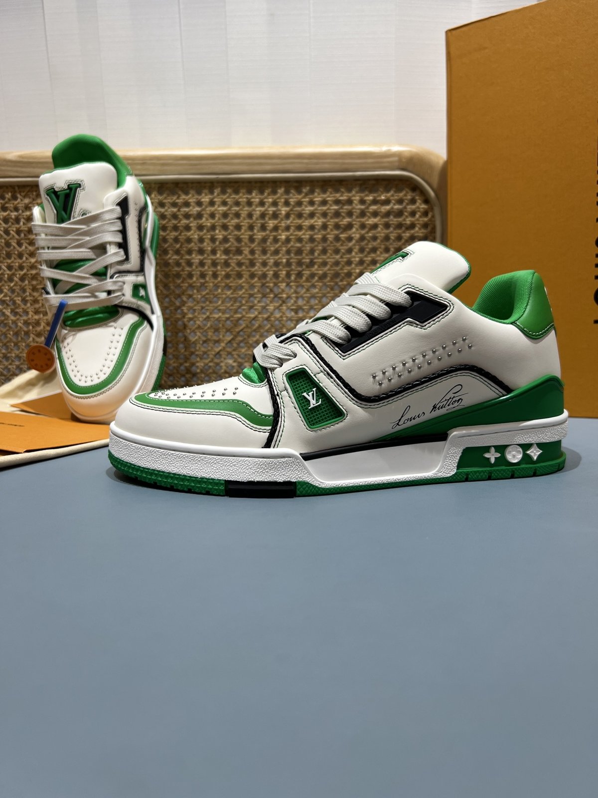 Sneakers Trainer Rivets 'Blanc Vert' — vue 16