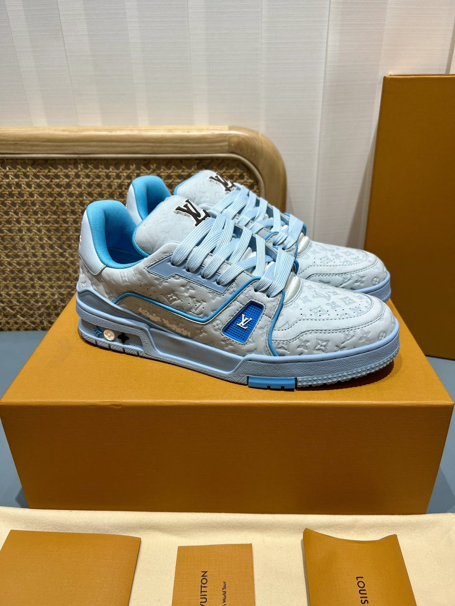 Sneakers Trainer 'Blanc Bleu Monogram'