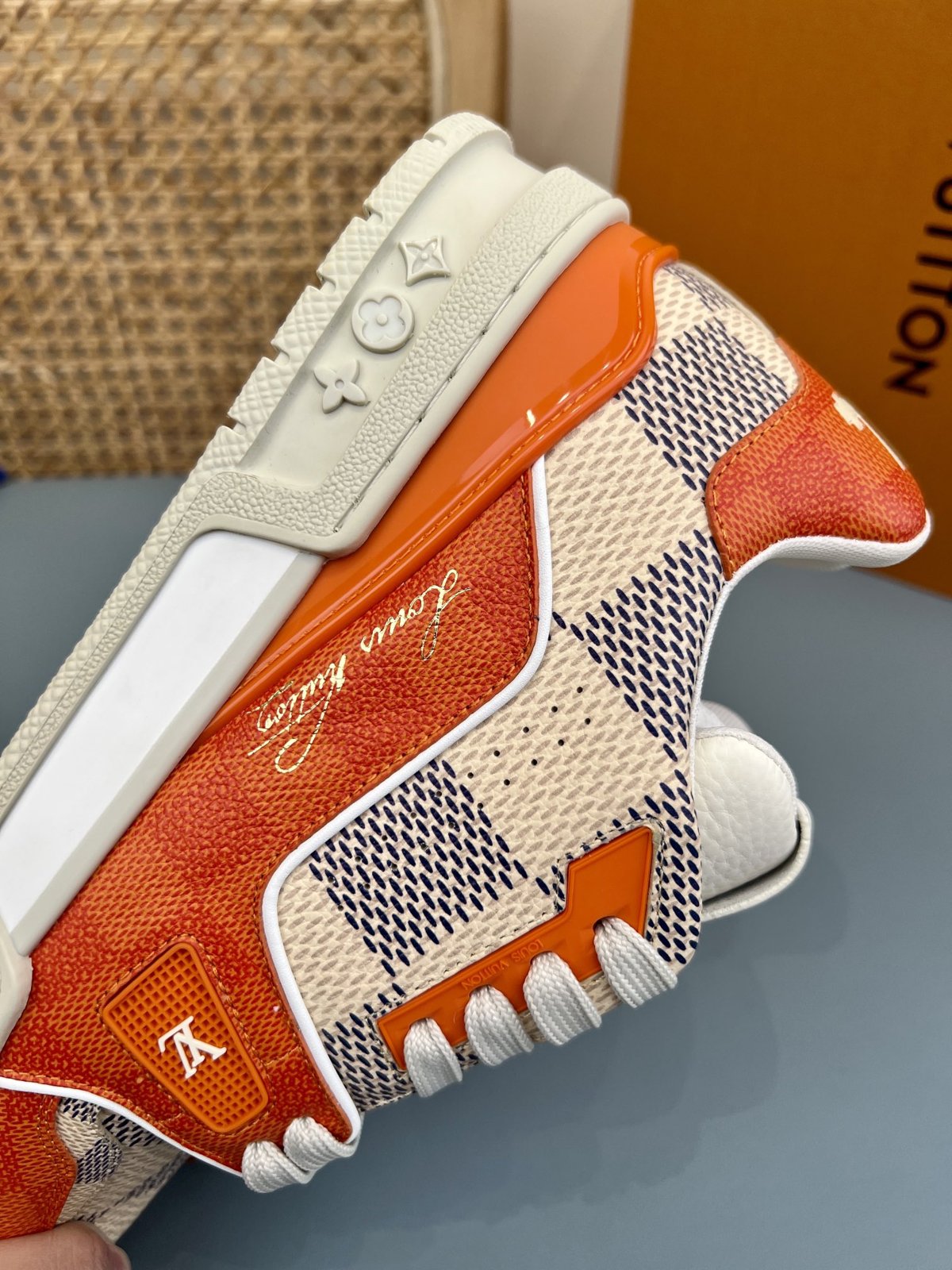 Sneakers Trainer 'Orange Damier' — vue 12