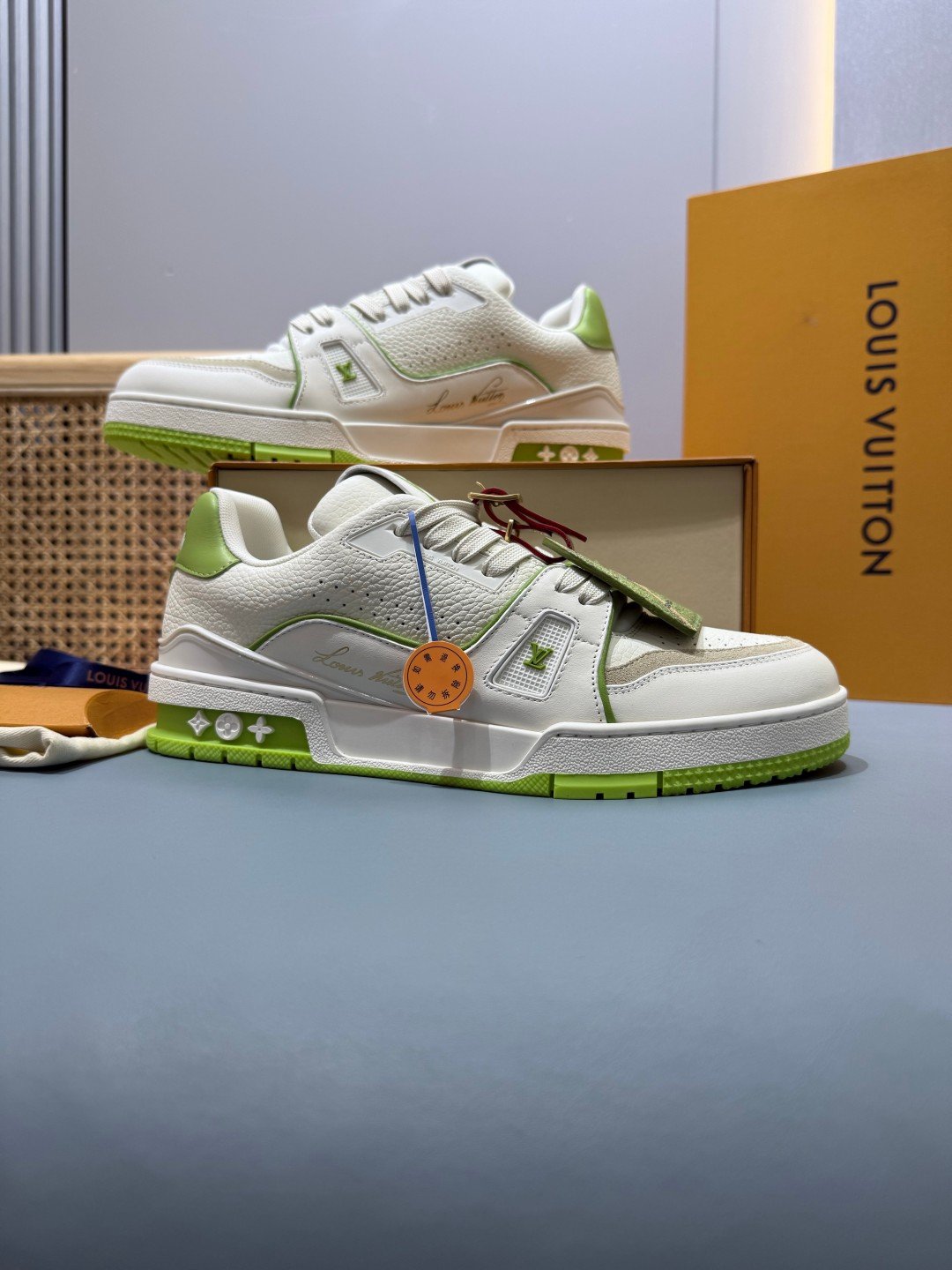 Sneakers Trainer 'Blanc Vert Fluo' — vue 5