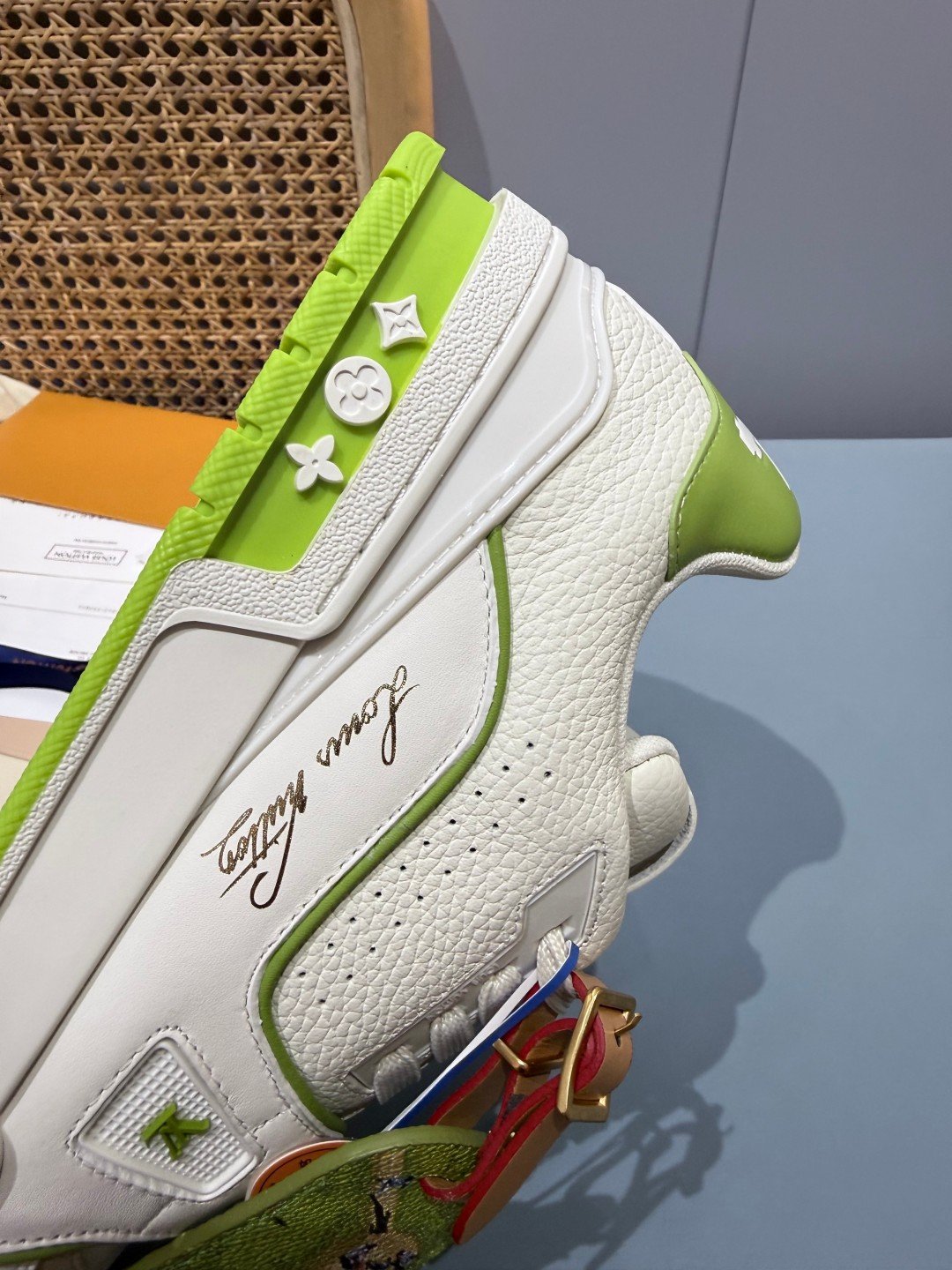 Sneakers Trainer 'Blanc Vert Fluo' — vue 11
