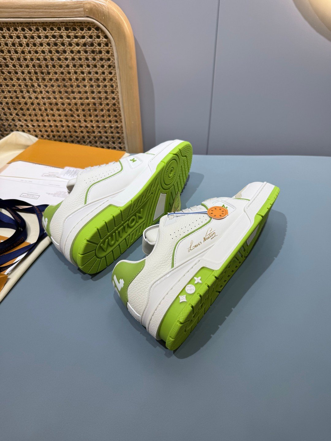 Sneakers Trainer 'Blanc Vert Fluo' — vue 13