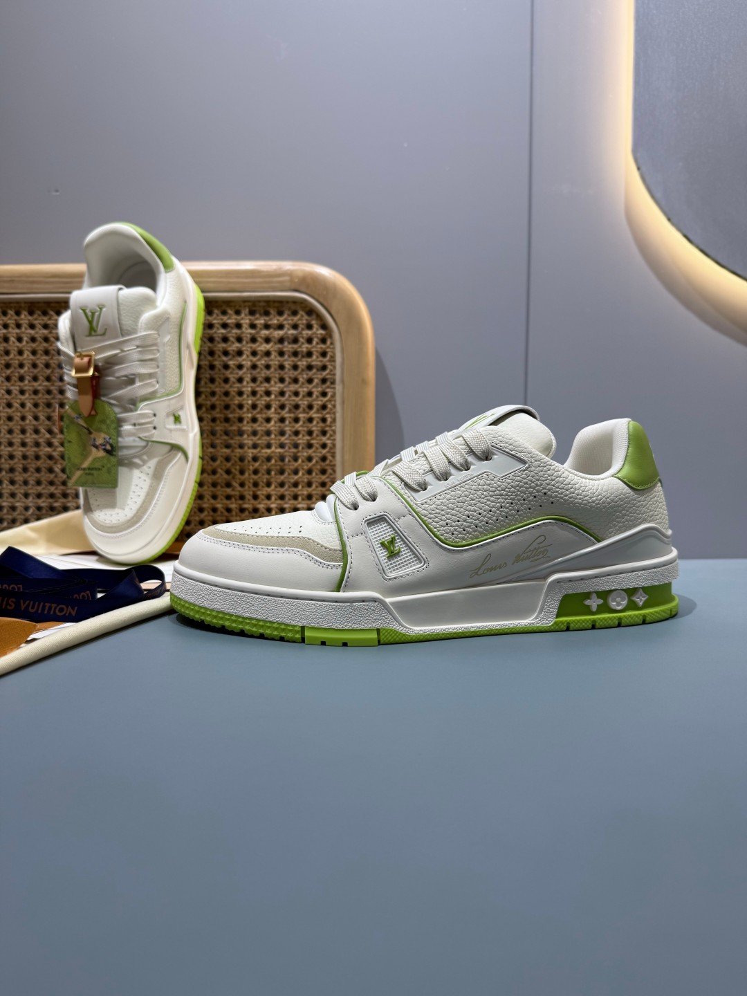 Sneakers Trainer 'Blanc Vert Fluo' — vue 15